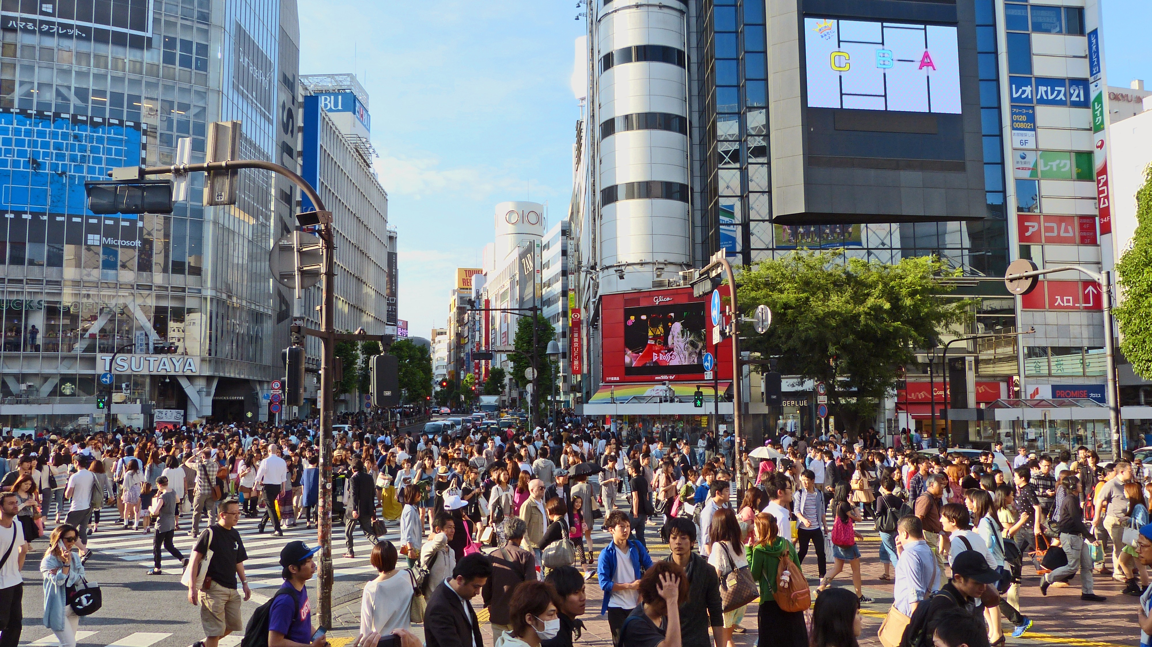 traffic lights, square, city, building exterior, crowded, tourist attraction, modern, building, group of people, japanese, day, street, men, 4K, shibuya, HD Wallpaper