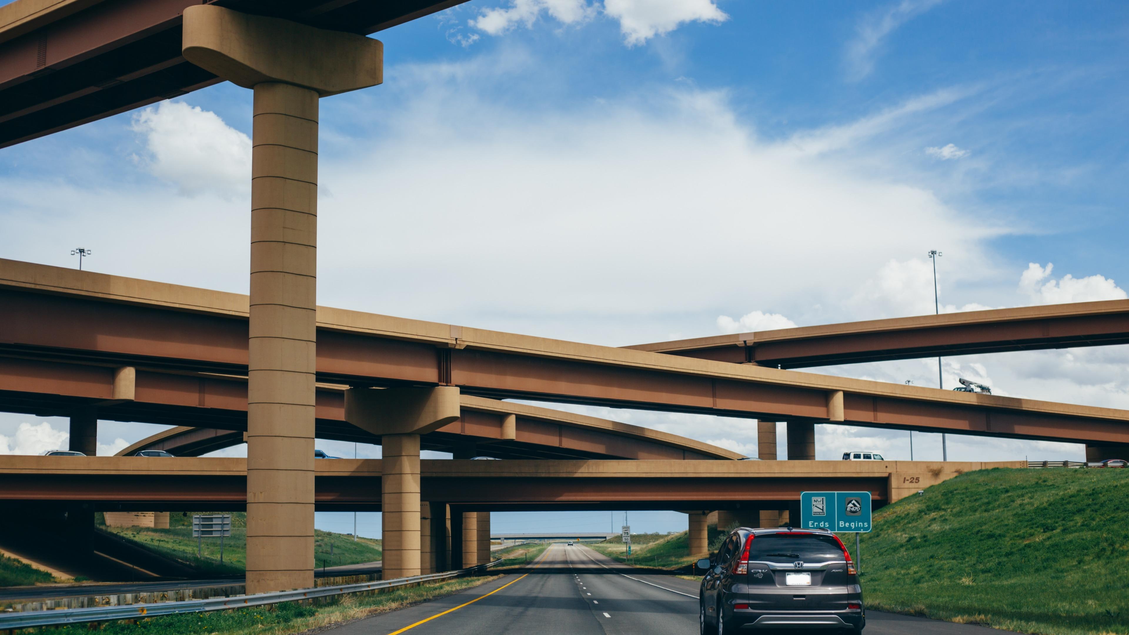 thornton, overpass, transportation, way, clouds, expressway, interchange, united states, america, denver, junction, colorado, 4K, bridge, highway, sky, HD Wallpaper