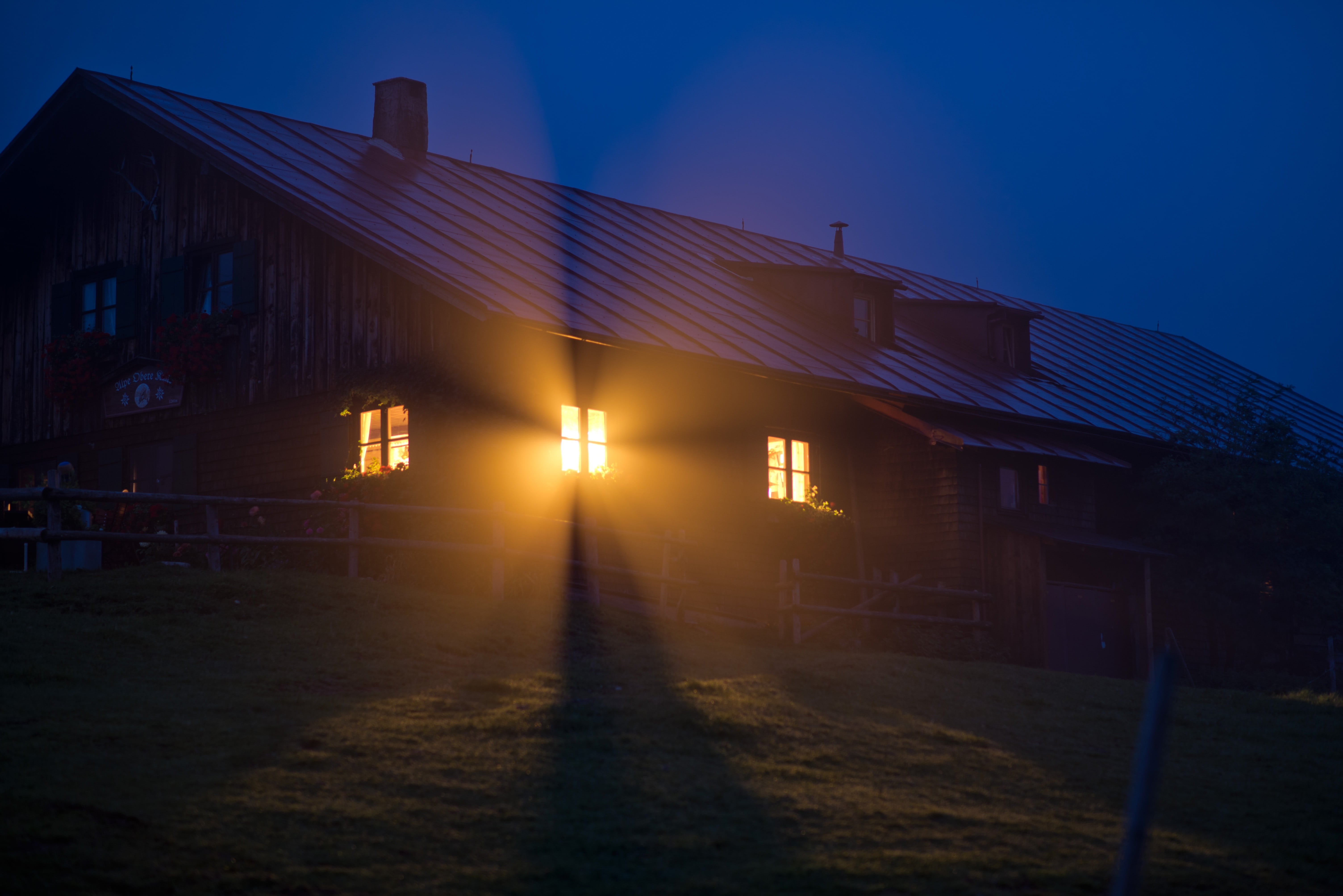 nature, lens flare, architecture, sky, old, city, windows 10, 5K, no people, clear sky, house, outdoors, window, building exterior, night, built structure, HD Wallpaper