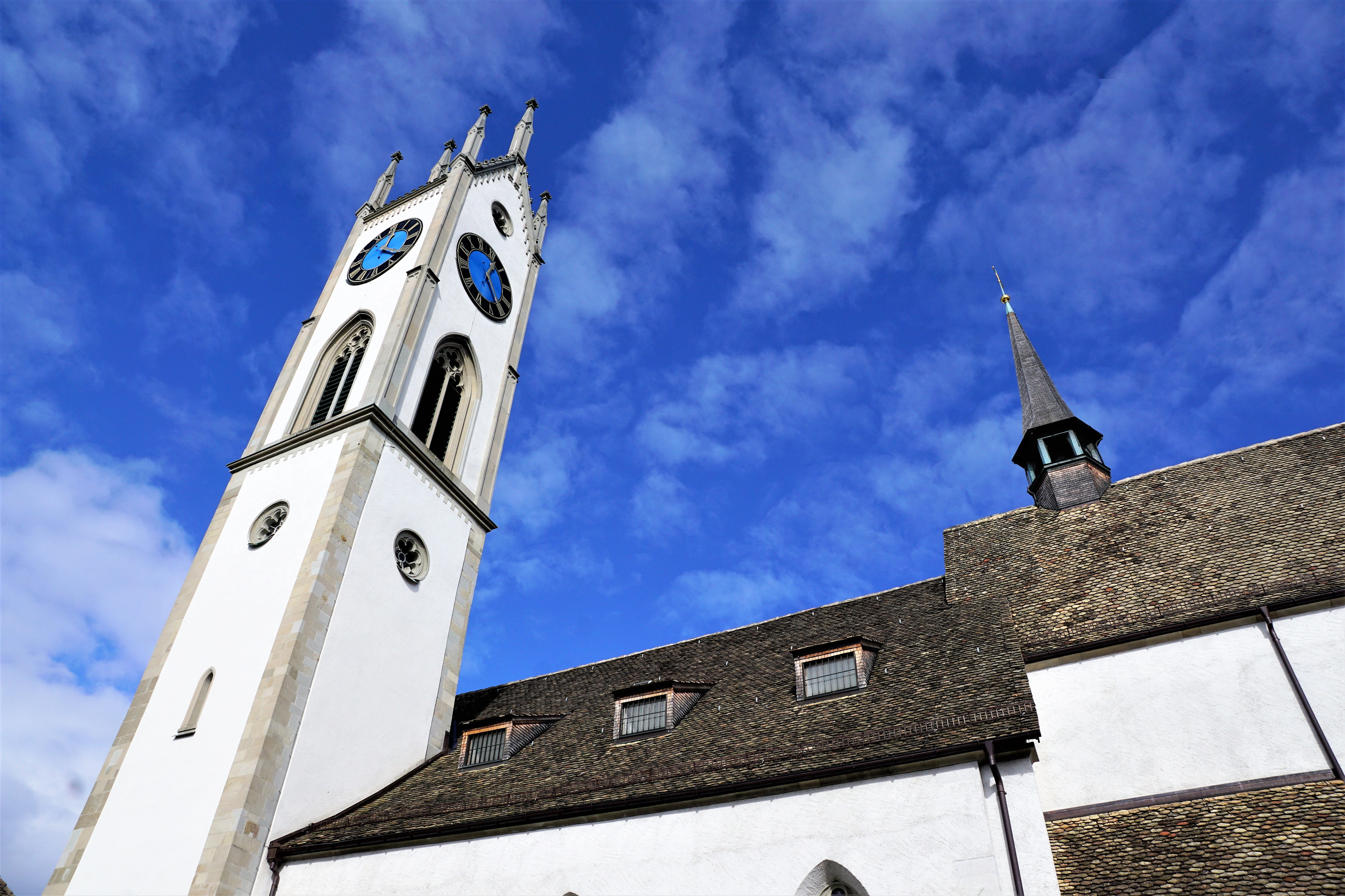 building, all saints, house, low angle view, church, küsnacht, clock, belief, god, cloud - sky, cloud, clock tower, old, no people, forgiveness, cross, HD Wallpaper