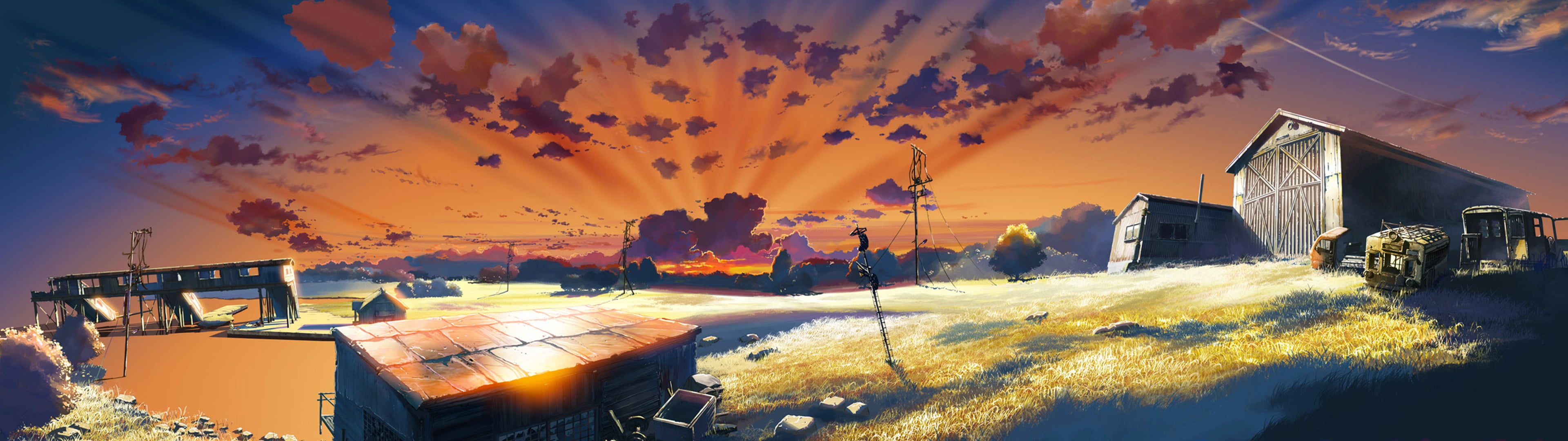 rural Scene, 4K, sun, light - Natural Phenomenon, adult, europe, season, winter, dusk, The Place Promised In Our Early Days, panoramic, sunset, HD Wallpaper