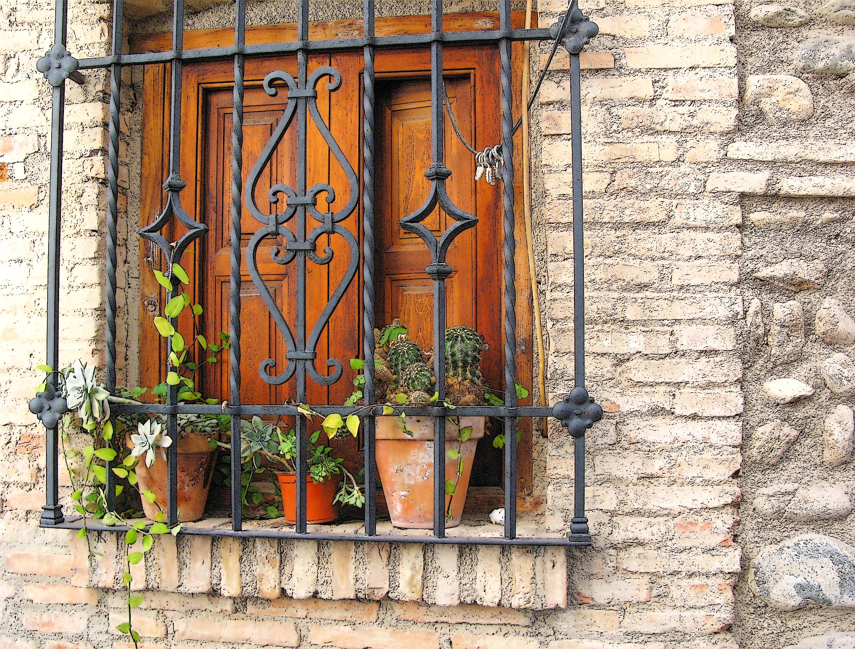 masonry, building, paintnet, steel, door, stone, spain, entrance, south, growth, picturesque, cultures, green, facade, granada, rustic, safety, architecture, HD Wallpaper