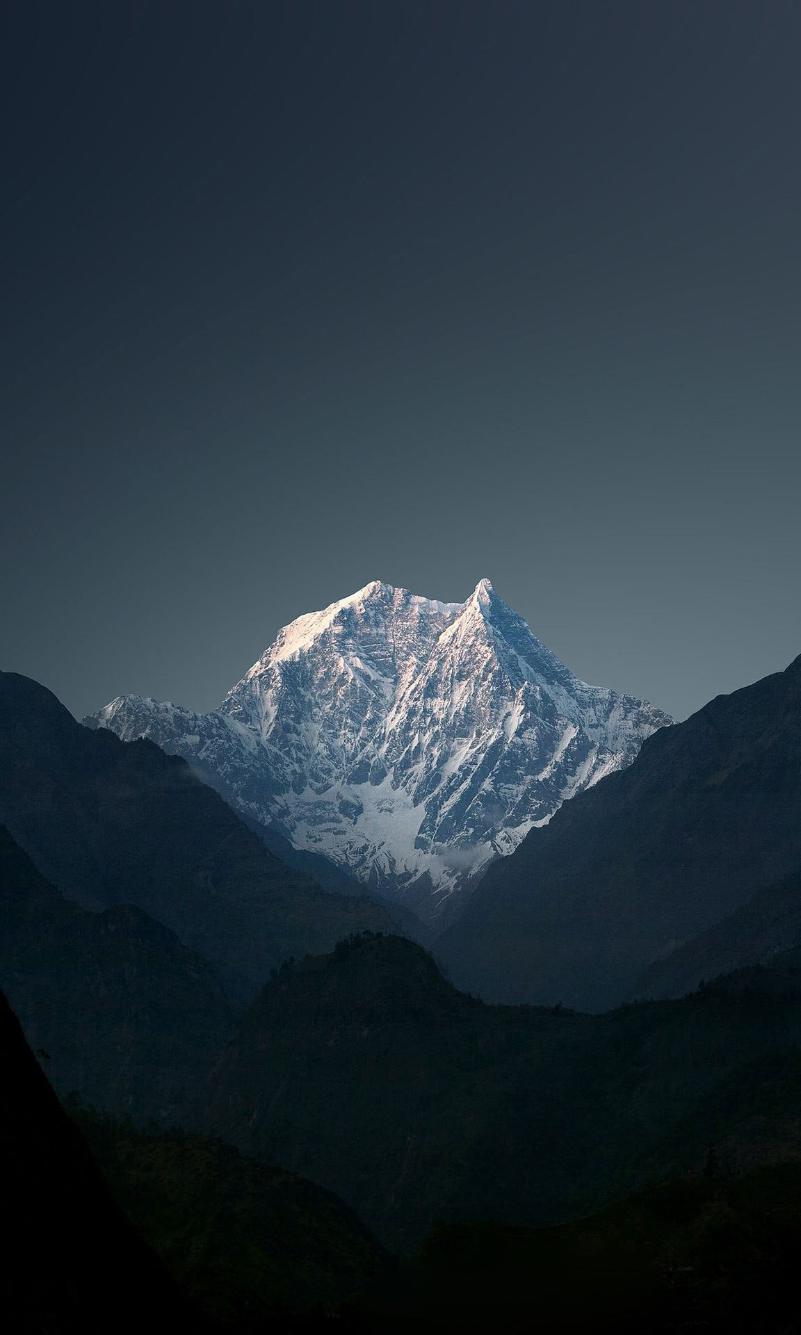 mountain range, land, tranquil scene, minimalism, mountain peak, environment, winter, sky, mountains, capped, landscape, nature, snowcapped mountain, tranquility, Phone HD Wallpaper