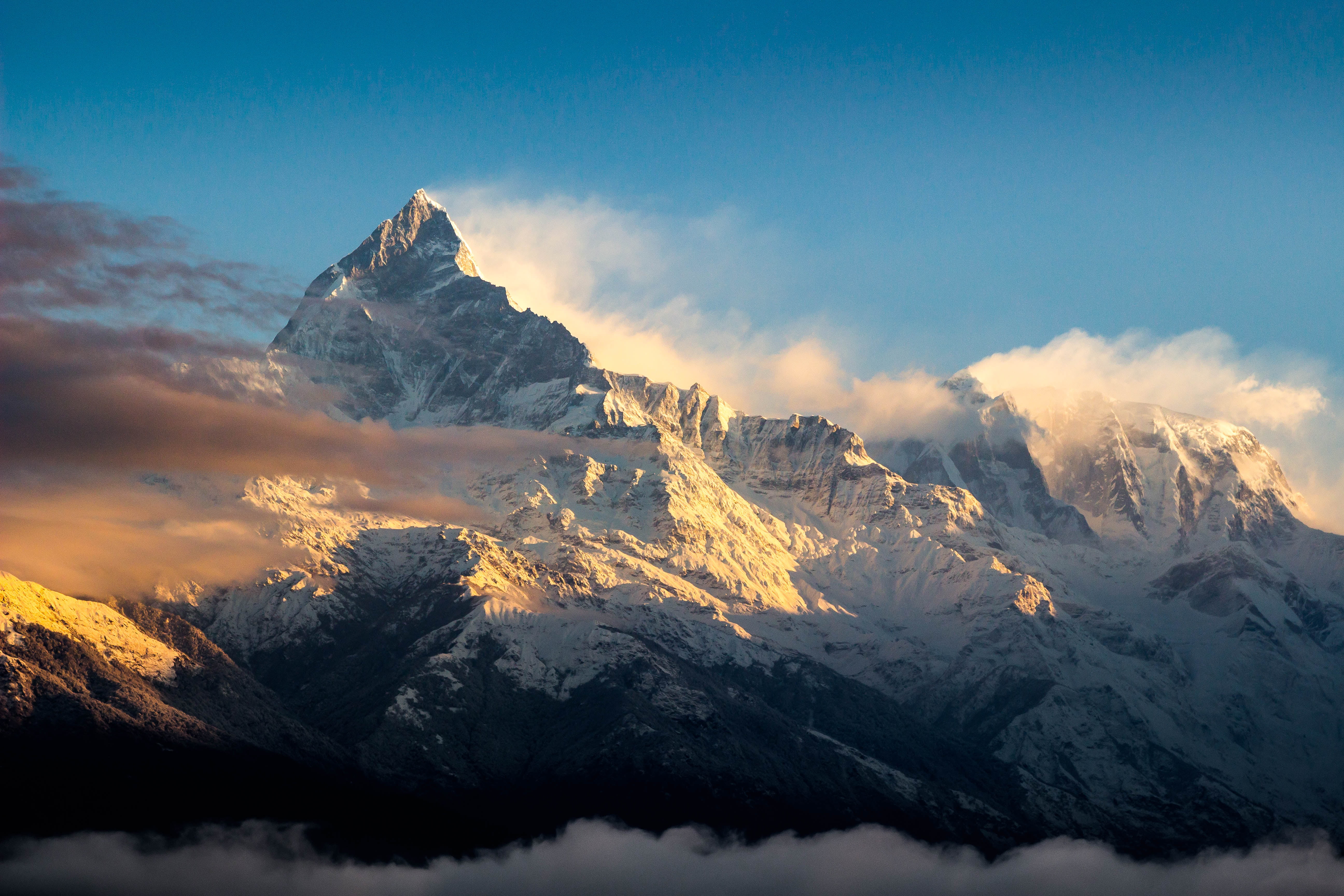 sunlight, cold temperature, landscape, clear sky, cyan, scenics - nature, cloud - sky, snow, mountain range, tranquil scene, mountain, tranquility, snowcapped mountain, HD Wallpaper