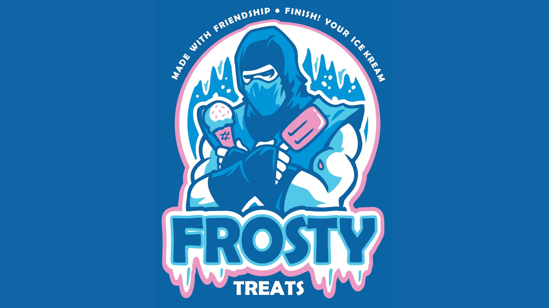 frosty, Mortal Kombat, video games, 1080P, food and drink, glowing, no people, human representation, blue background, humor, illuminated, representation, HD Wallpaper
