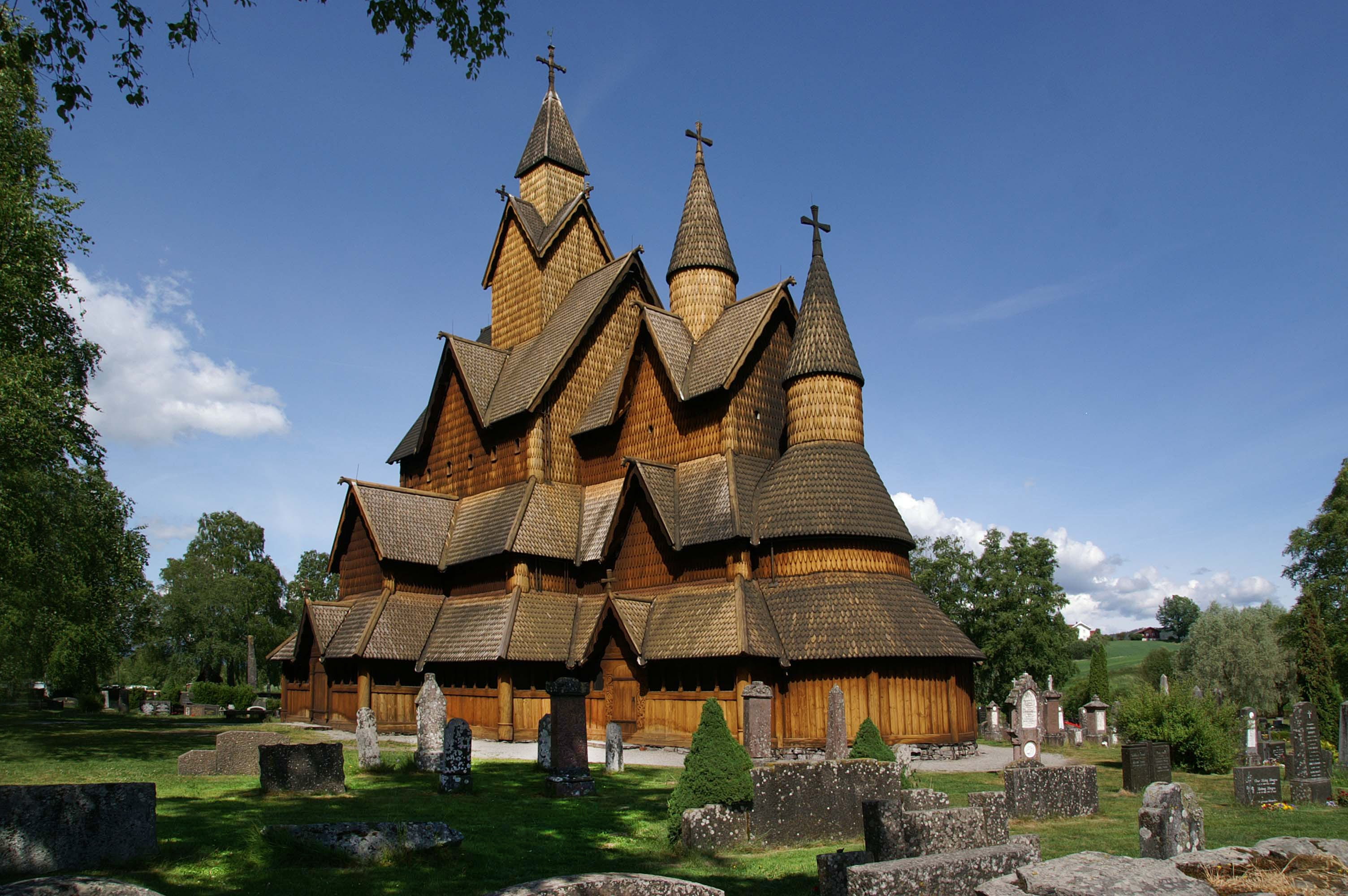 culture, sky, tree, ornate, outdoors, architecture, tombstones, landmark, day, monastery, building exterior, ancient, built structure, stave church, cross, HD Wallpaper