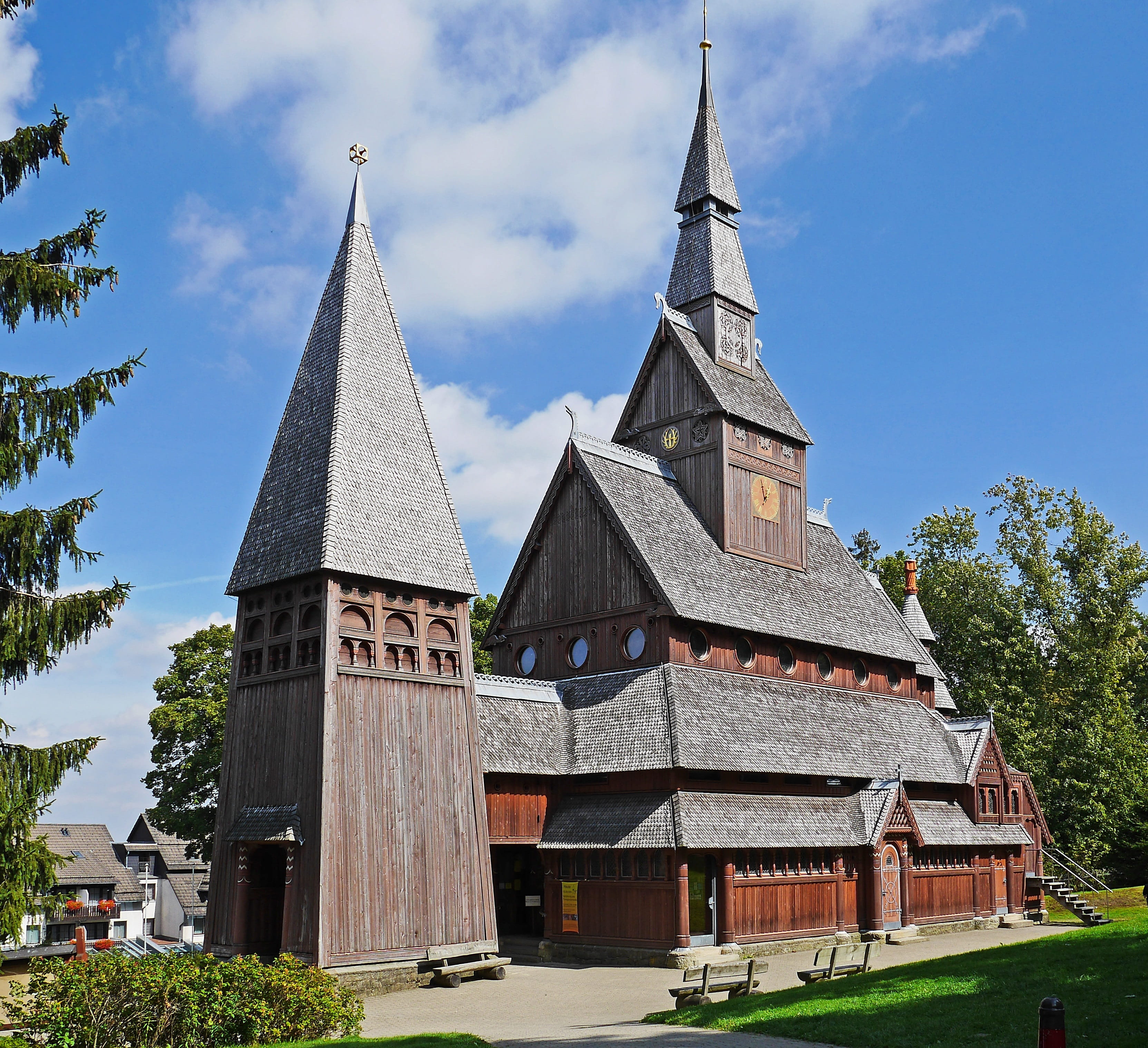 Goslar, shingle, wooden church, plant, building, day, church, outdoors, place of worship, oberharz, cloud - sky, spirituality, timber construction, religion, HD Wallpaper