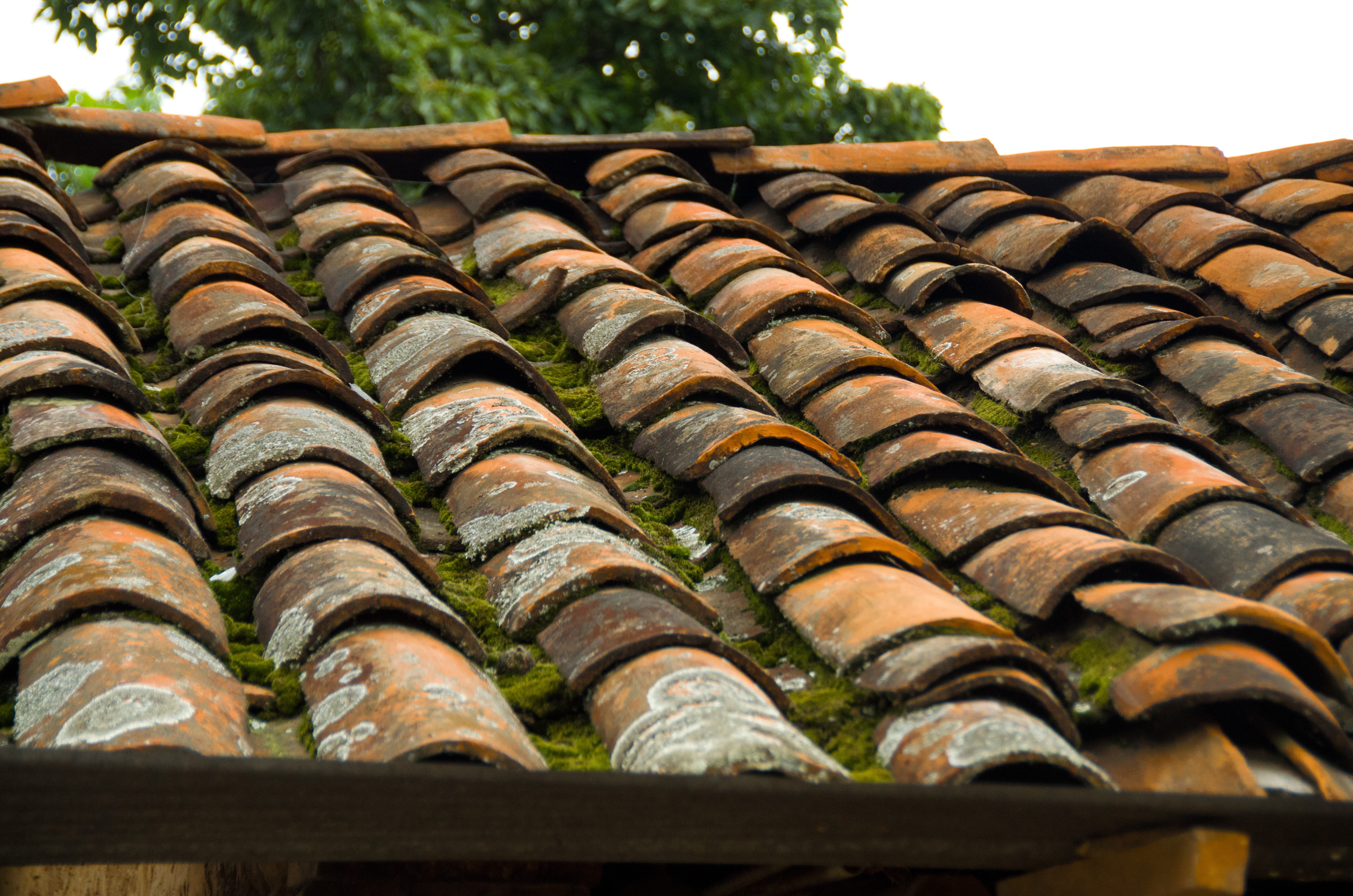 close-up, built structure, material, arrangement, no people, rustic, design, house, rooftop, order, shingle, repetition, terracotta, low angle view, tile, HD Wallpaper