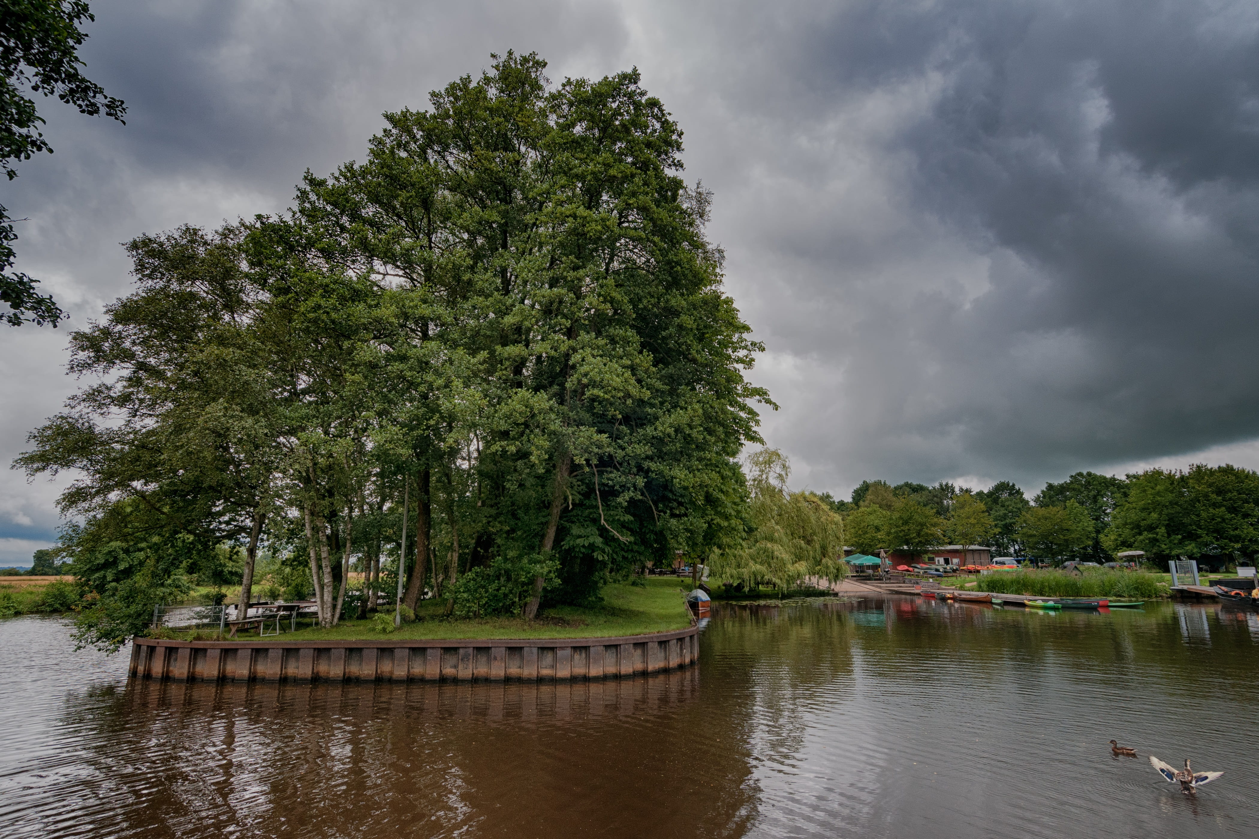 clouds, day, beauty in nature, nature, cloud - sky, tree, scenics - nature, lower saxony, nautical vessel, lake, water, 4K, reflection, river, no people, HD Wallpaper
