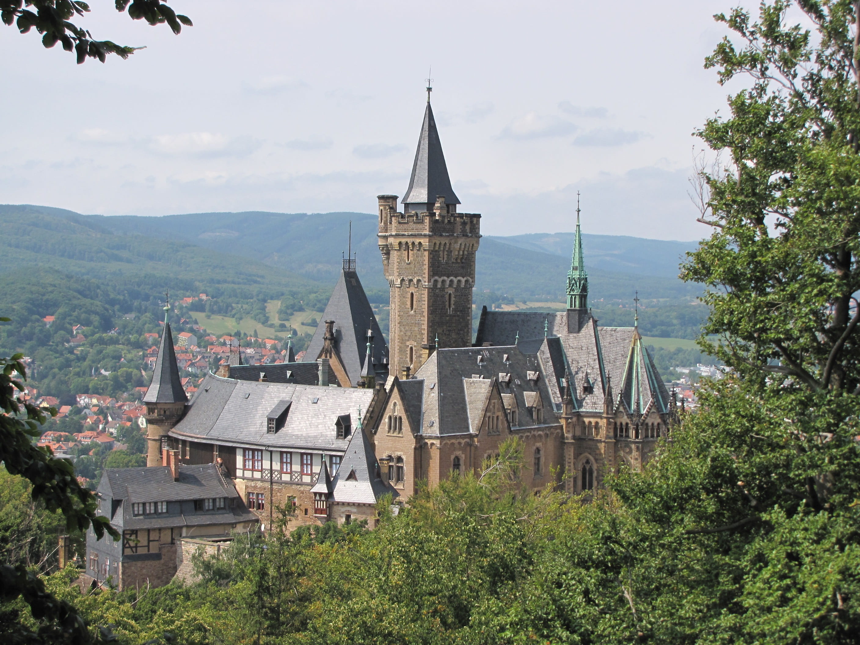 tree, day, building exterior, building, wernigerode, place of worship, built structure, plant, city, architecture, castle, no people, outdoors, tower, 2K, HD Wallpaper