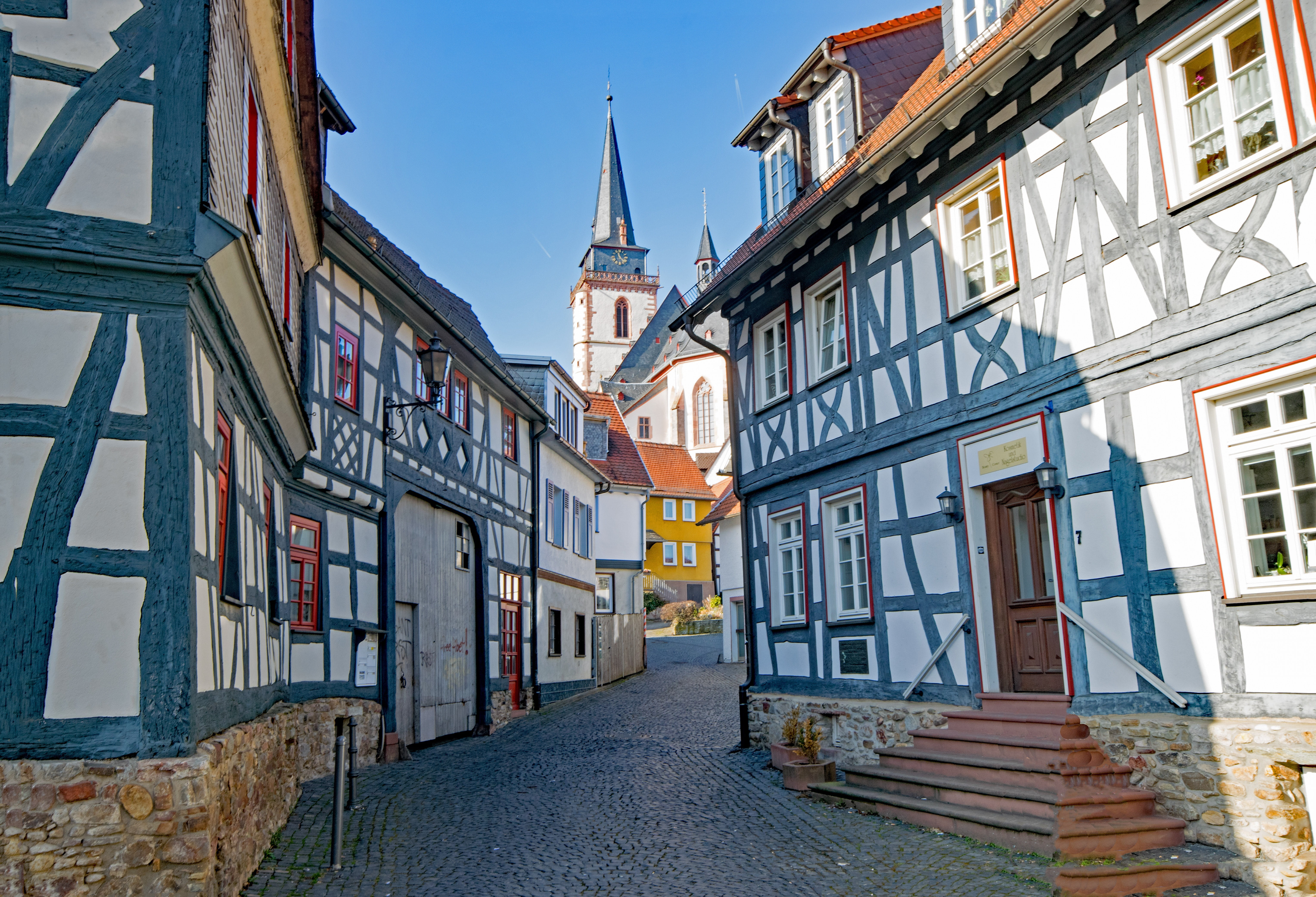 nature, city, famous Place, house, place of worship, medieval, old town, residential district, fachwerkhaus, sky, hesse, street, travel, building, building Exterior, HD Wallpaper