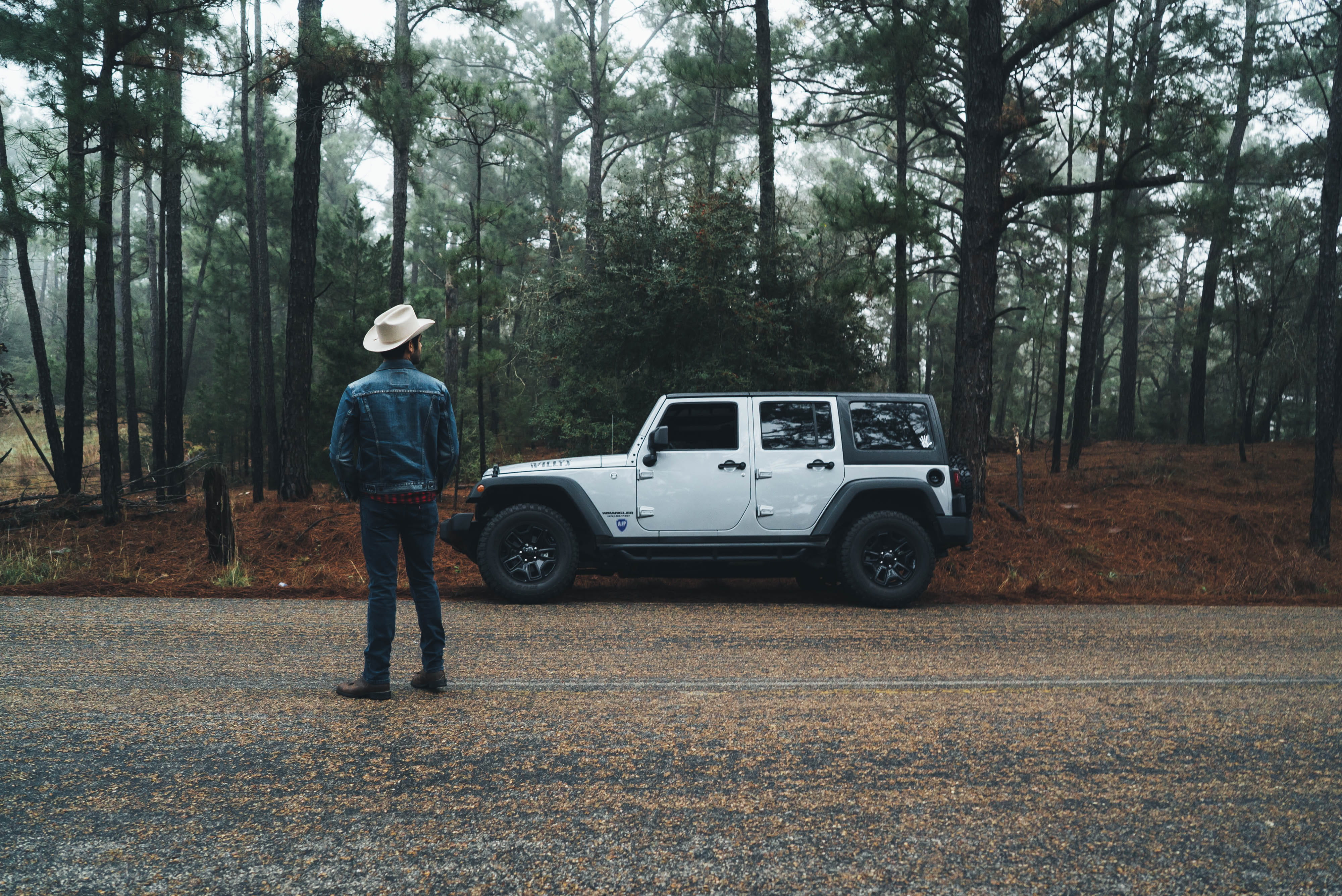 people, tree, 4x4, white, motor vehicle, car, full length, off-Road Vehicle, casual clothing, leisure activity, adult, one person, transportation, nature, HD Wallpaper