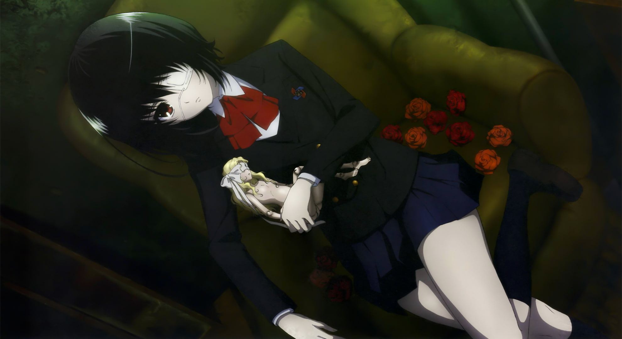 flowering plant, outdoors, uniform, real people, 1080P, celebration, leisure activity, Misaki Mei, plant, Another, people, red, day, nature, high angle view, HD Wallpaper