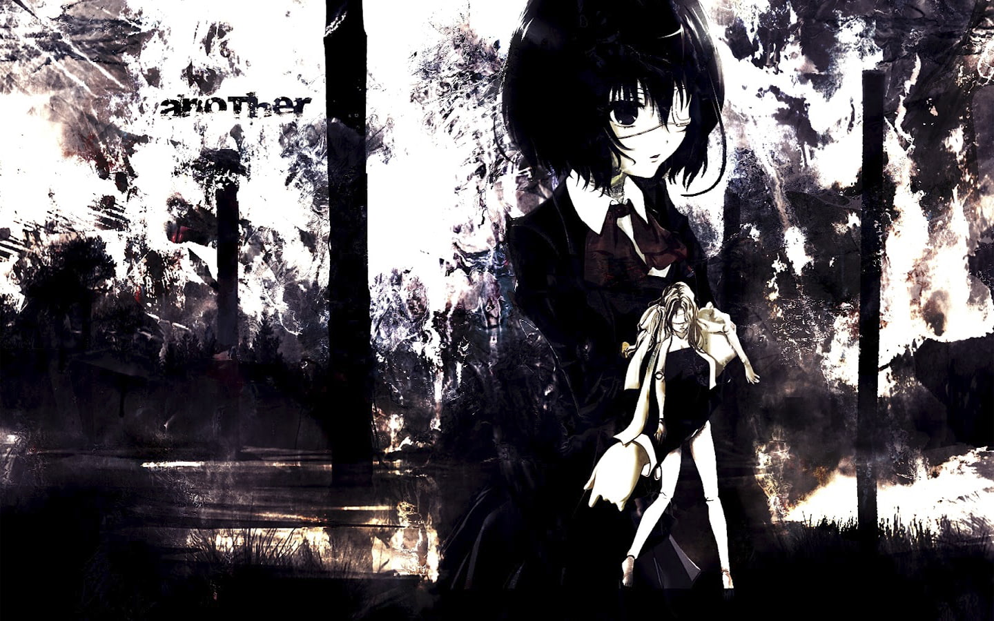 Another, human representation, plant, statue, architecture, outdoors, tree, anime, creativity, Misaki Mei, day, 720P, sculpture, female likeness, no people, HD Wallpaper