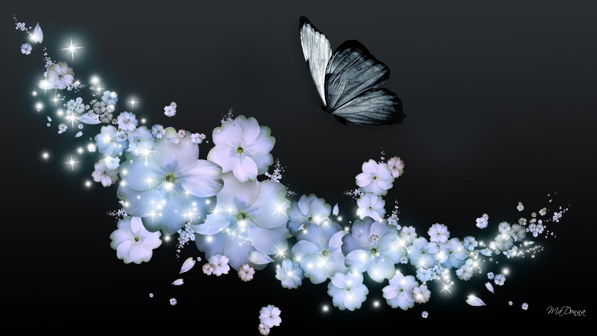 nature and landscapes, spring, 1080P, flowers, scatter, floral, spray, lavender, blue, summer, butterfly, HD Wallpaper