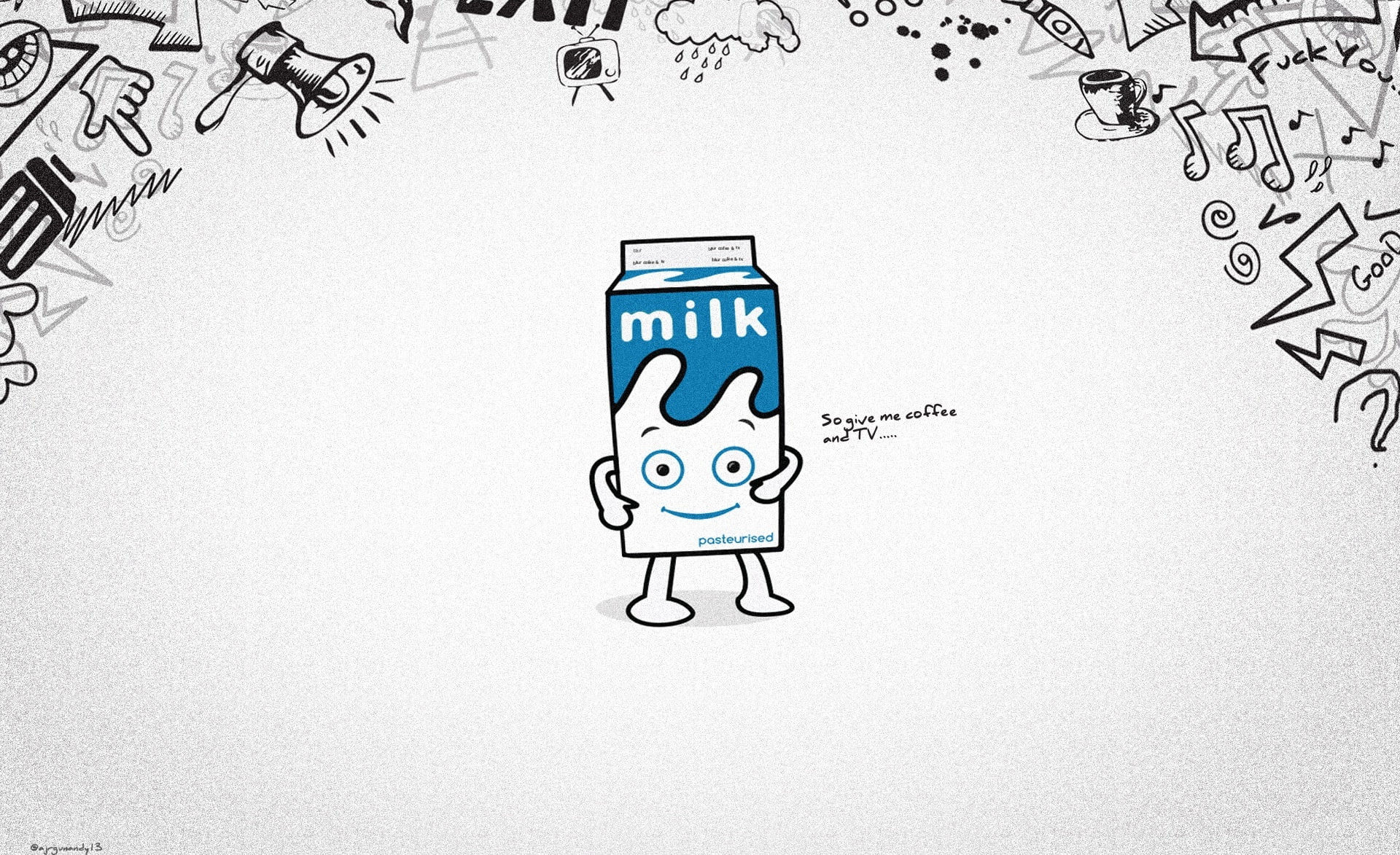 illustration, drawing - art product, blur milk, sign, nature, tv, box, milk, 1080P, no people, alive milk box, white color, text, western script, indoors, HD Wallpaper