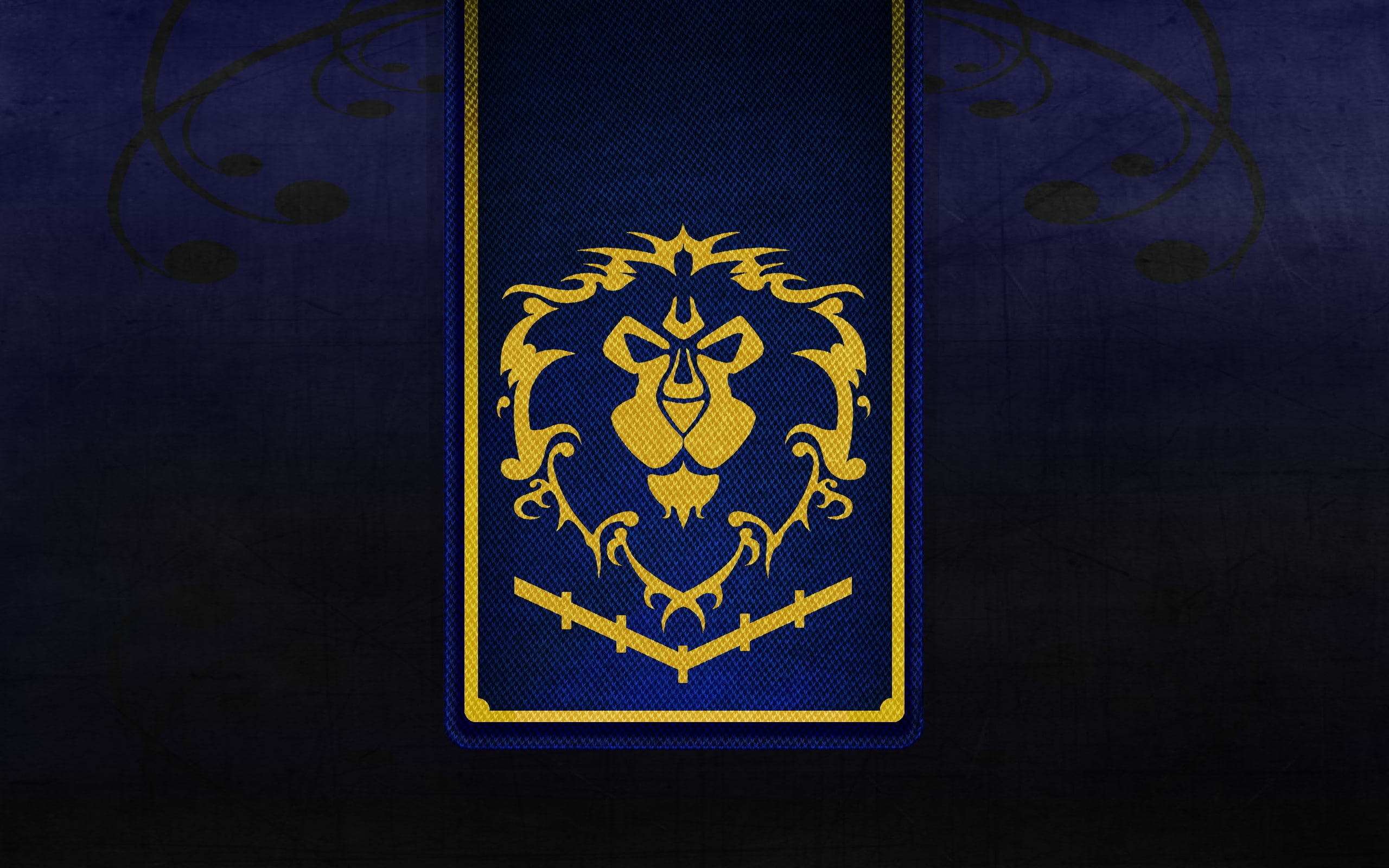 art, Black, hd, warcraft, world, video, world of warcraft, alliance, crests, textures, lions, gold, 2K, games, x, HD Wallpaper