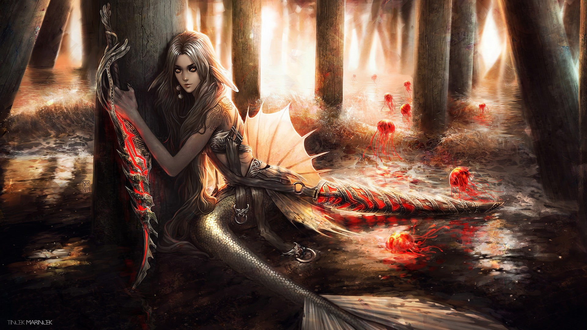 1080P, fantasy art, fantasy girl, Naga, HD Wallpaper
