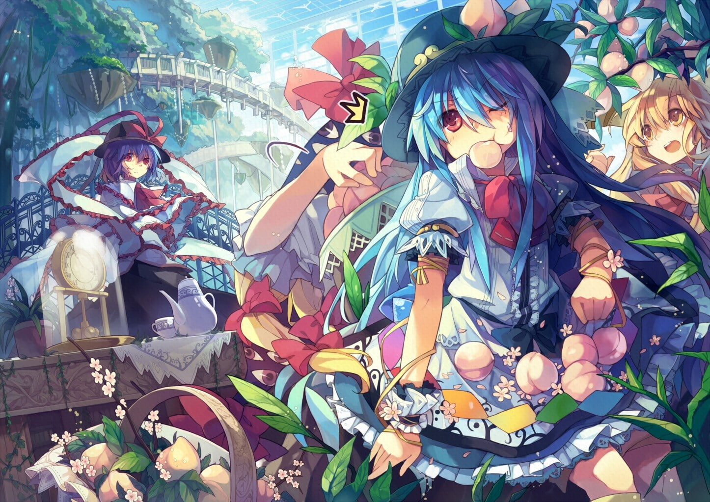 Nagae Iku, 720P, Hinanawi Tenshi, anime, anime girls, Yakumo Yukari, Ibuki Suika, Touhou, HD Wallpaper
