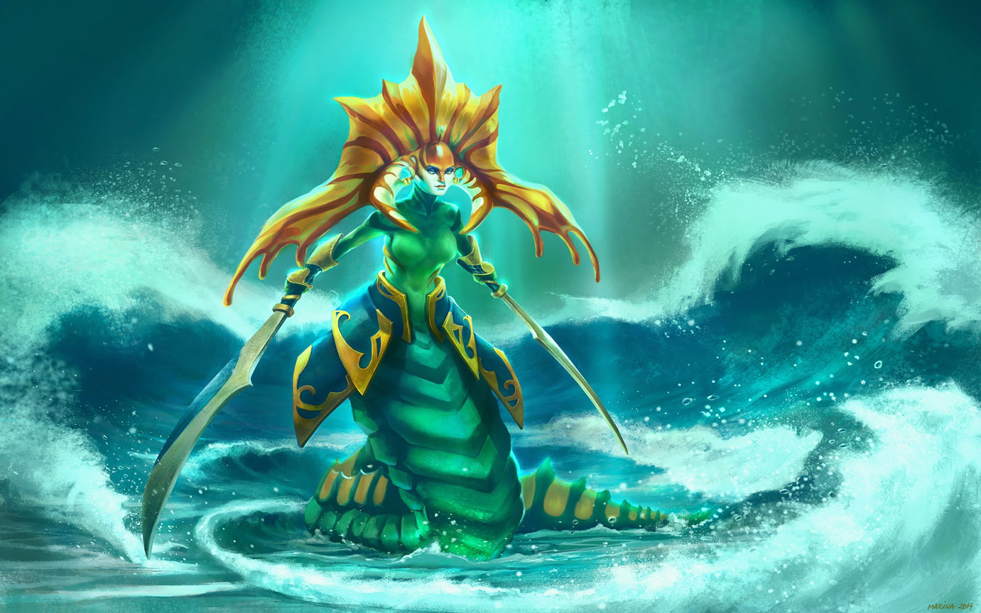 siren, hd, dota, 1080P, video, naga, game, fanart, HD Wallpaper
