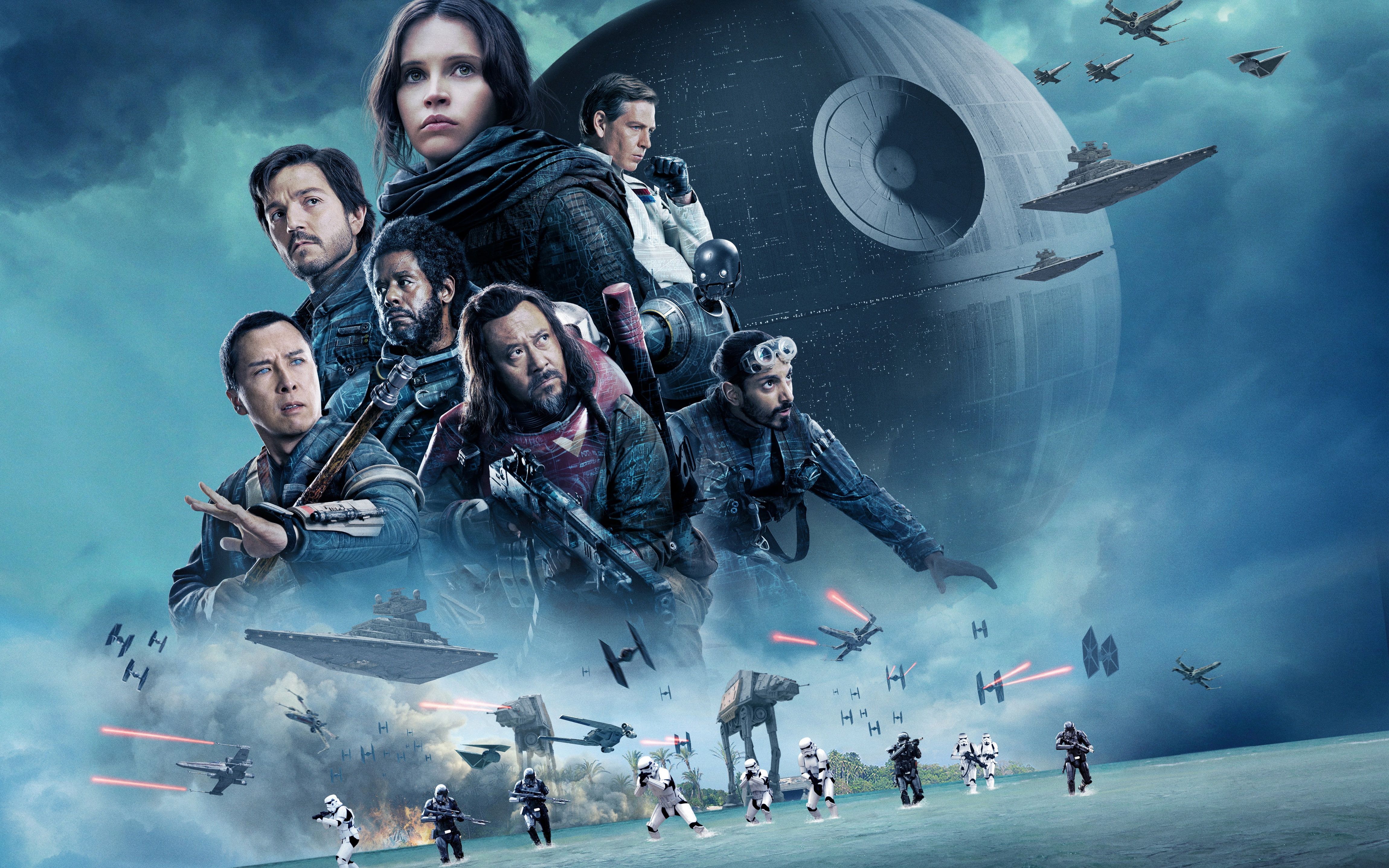 Diego Luna, Felicity Jones, fiction, 4K, Rogue One: A Star Wars Story, poster, stormtroopers, Forest Whitaker, Rogue-one: Star wars. History, Donnie Yen, HD Wallpaper