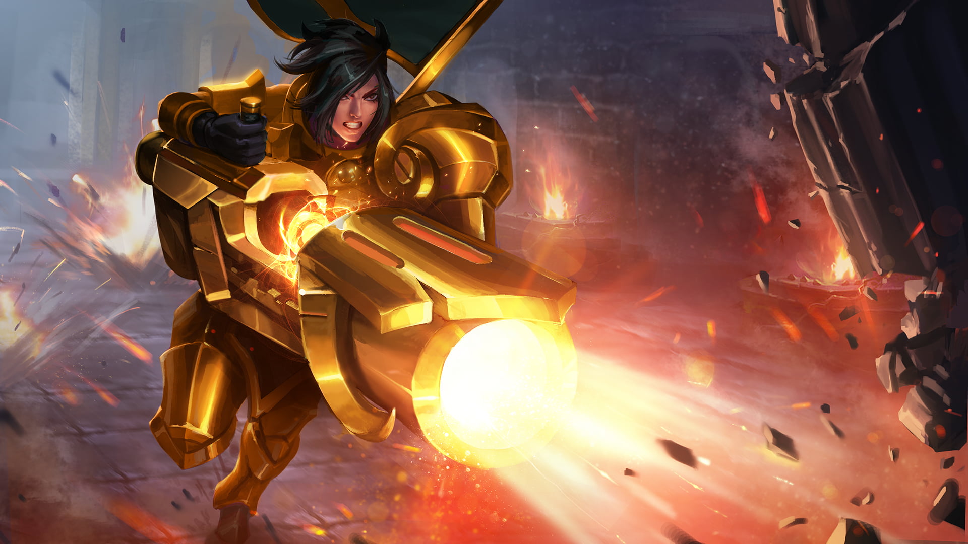 digital art, 1080P, video game girls, battle, Ash (Paladins), flag, fan art, fantasy art, Paladins: Champions of the Realm, video game art, warrior girls, HD Wallpaper