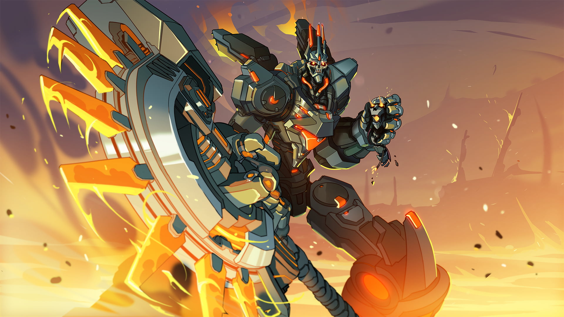 Video Game Heroes, Terminus (Paladins), video games, video game art, 1080P, digital art, Paladins: Champions of the Realm, robot, Axe, futuristic, HD Wallpaper