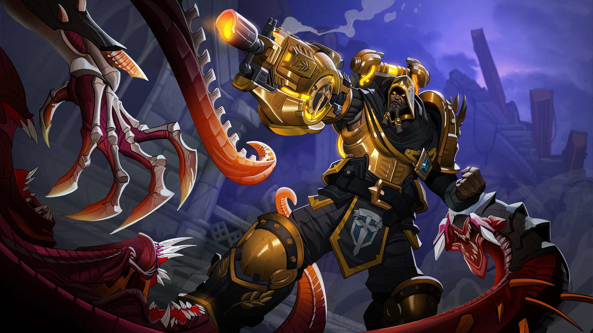 creature, 1080P, video games, Video Game Heroes, Atlas (Paladins), rifles, wolf, video game art, digital art, assault rifle, Paladins: Champions of the, HD Wallpaper