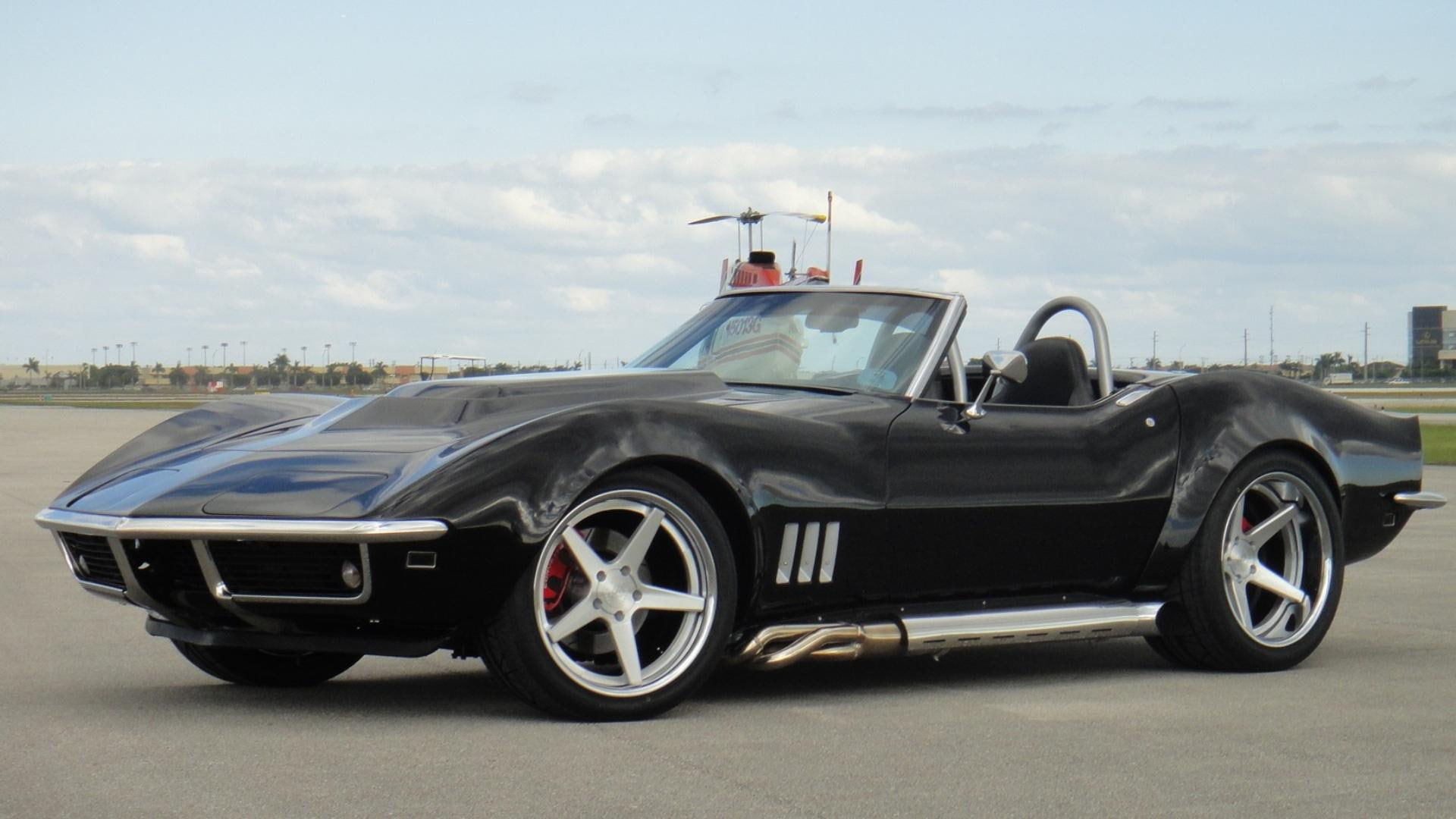 cars, black, conv, 1080P, bowtie, classic, vette, HD Wallpaper