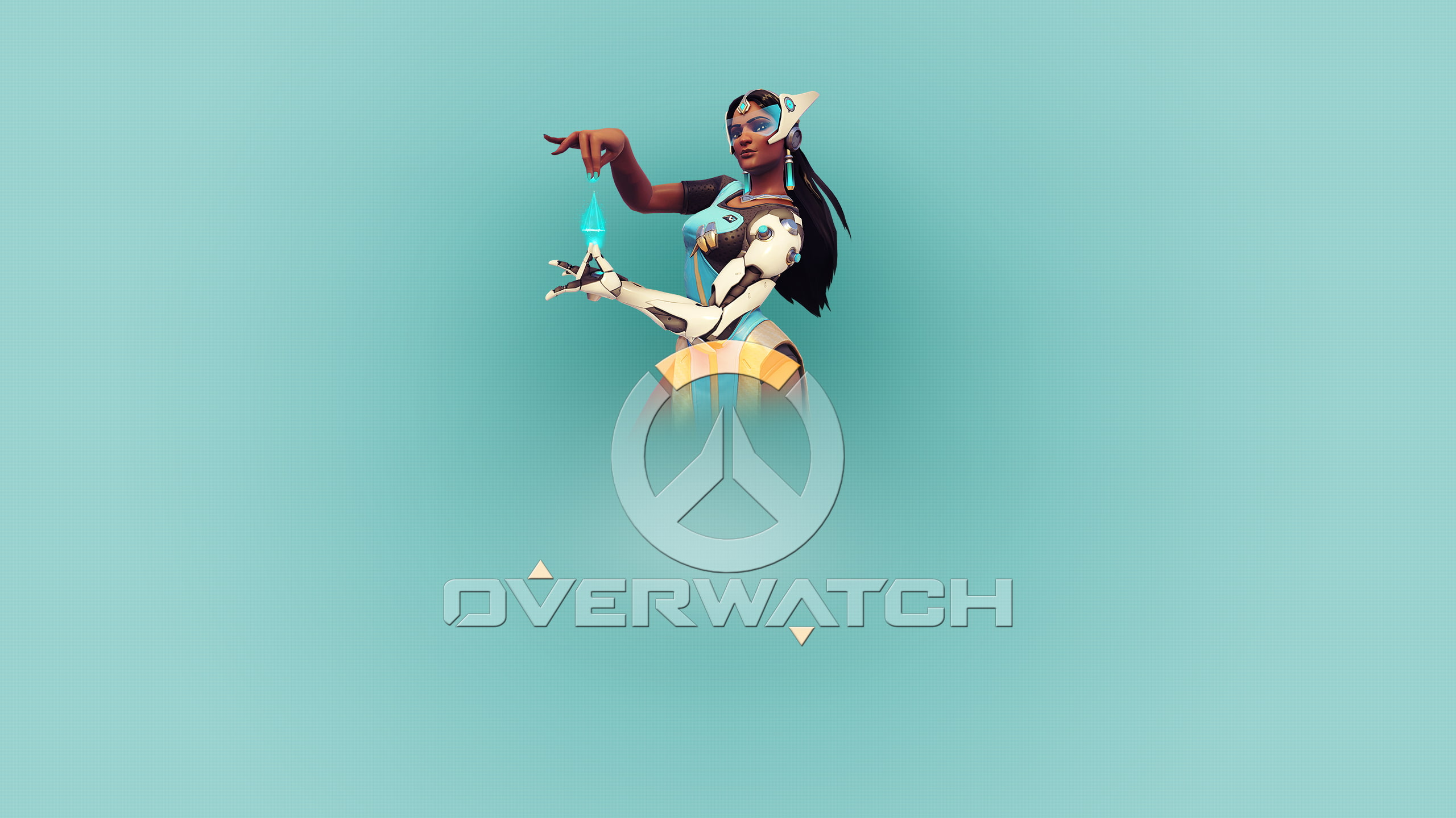 digital composite, art and craft, blue background, representation, Overwatch, Blizzard Entertainment, video games, creativity, human representation, colored background, HD Wallpaper