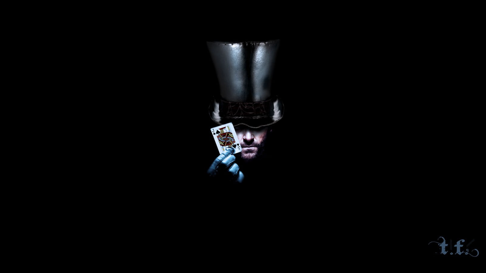 technology, hat, dark, 720P, body part, front view, human hand, top, human face, studio shot, hand, nature, men, indoors, Mad Hatter, young adult, black background, HD Wallpaper