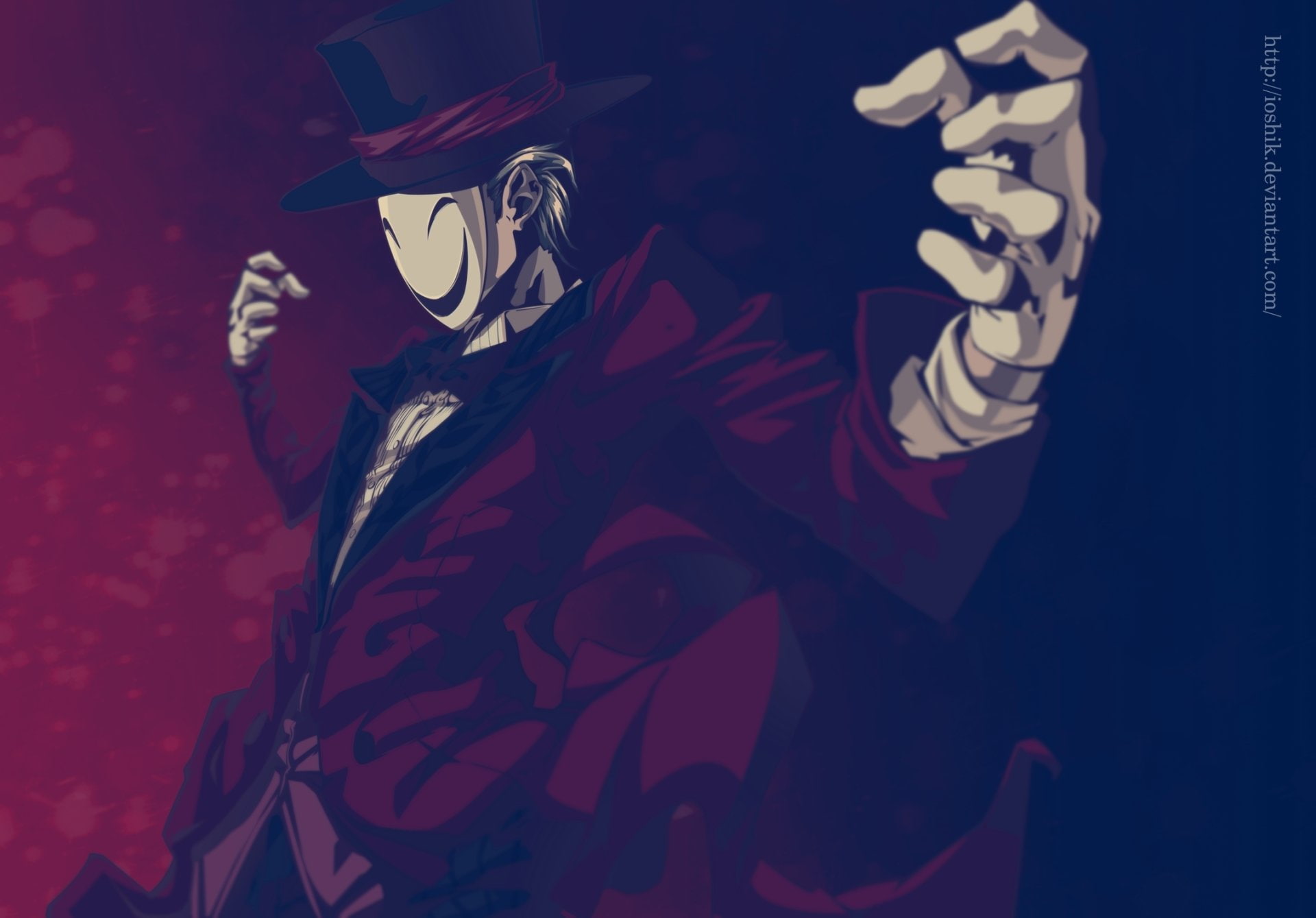 character, top, red, 1080P, Black Bullet, male, hat, Anime, mask, Kagetane Hiruko, white, HD Wallpaper