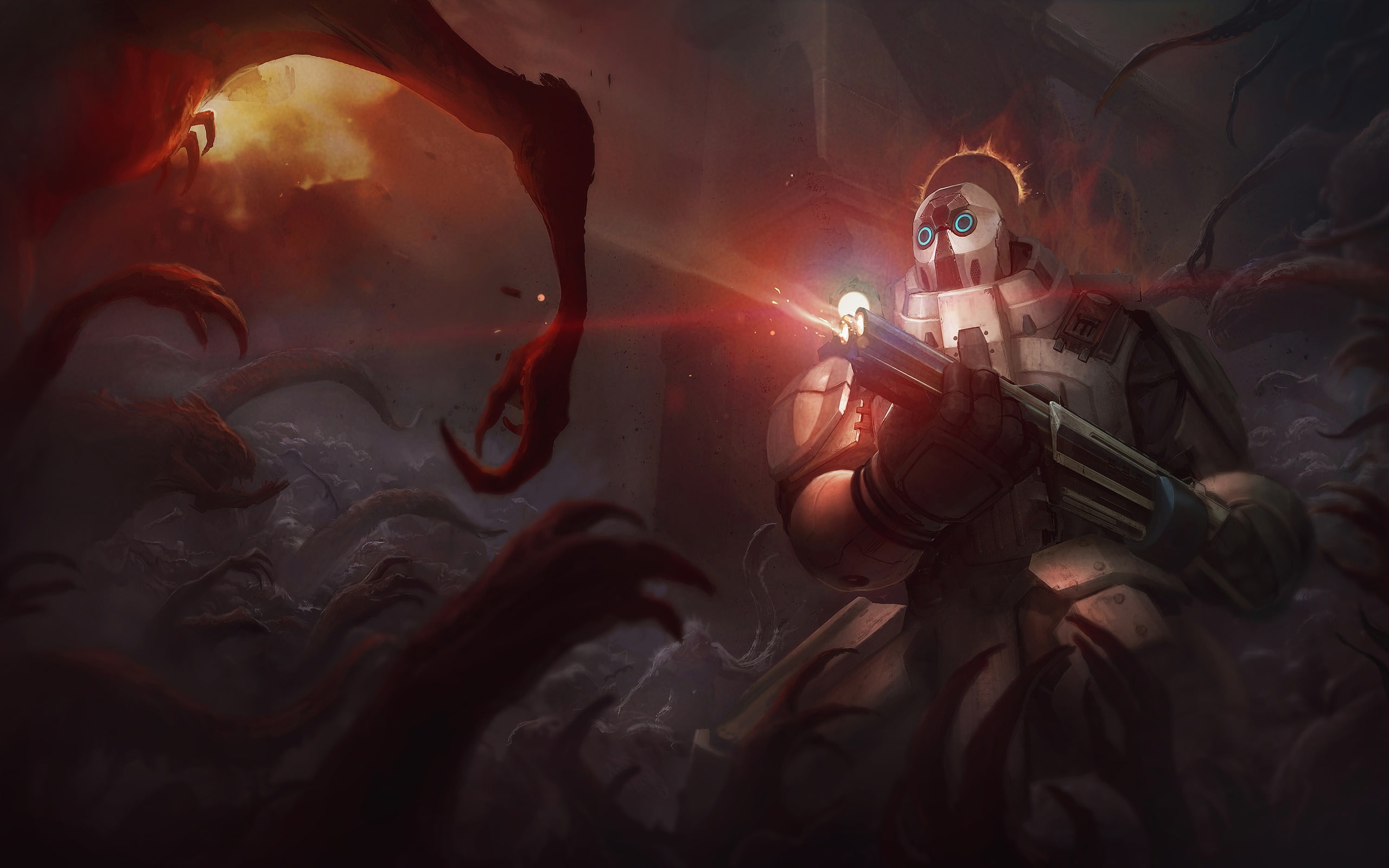 adult, waist up, game, aiming, paladin, mystery, adventure, occupation, clothing, holding, mask, nature, laser, parnell, hd, security, gun, weapon, night, HD Wallpaper
