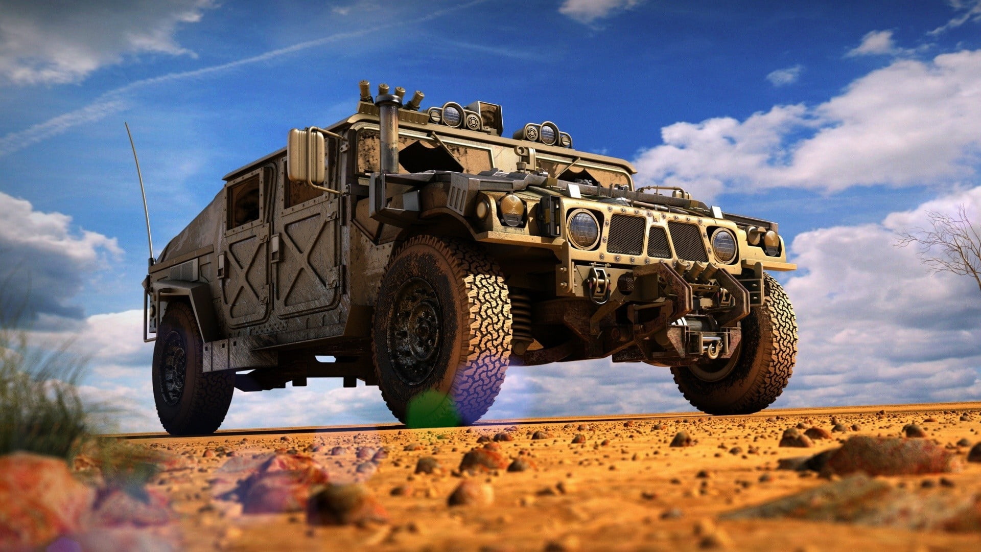 gray, conflict, 4x4, metal, vehicle, low angle view, land vehicle, land, mode of transportation, security, cloud - sky, desert, outdoors, iron - metal, HD Wallpaper