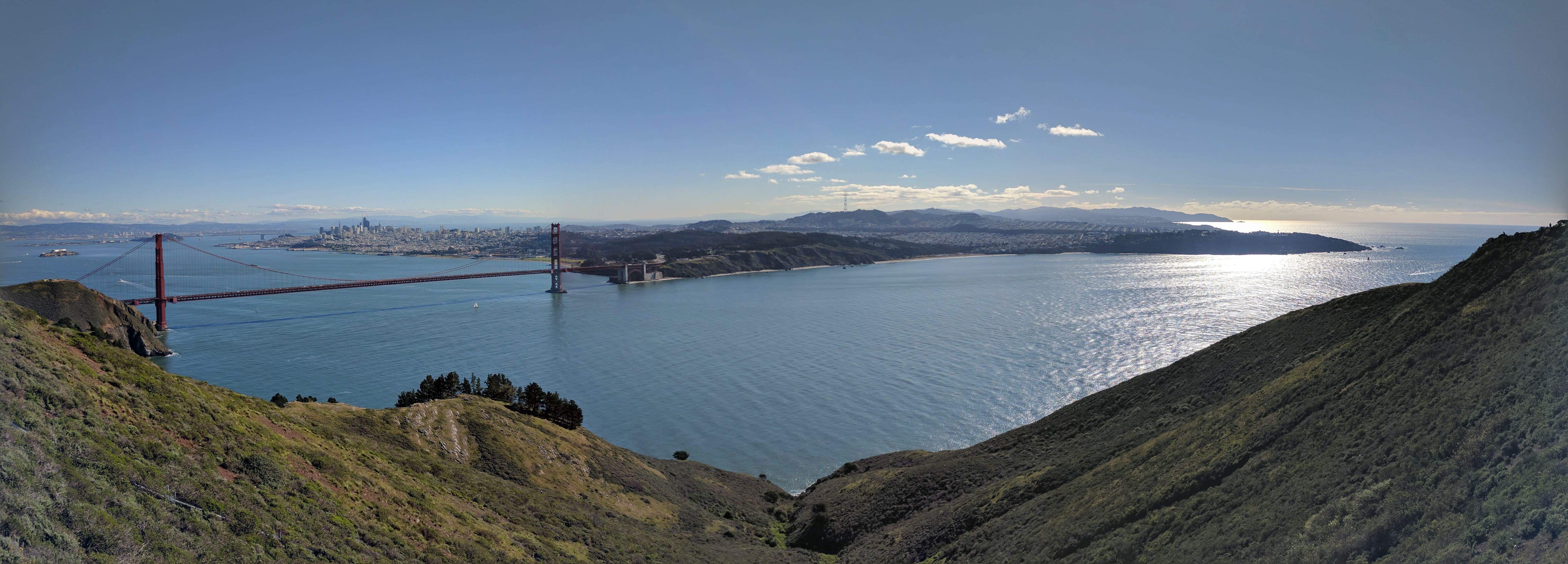 environment, scenics - nature, landscape, golden gate bridge, land, travel destinations, sky, tranquil scene, tranquility, beauty in nature, sea, beach, HD Wallpaper