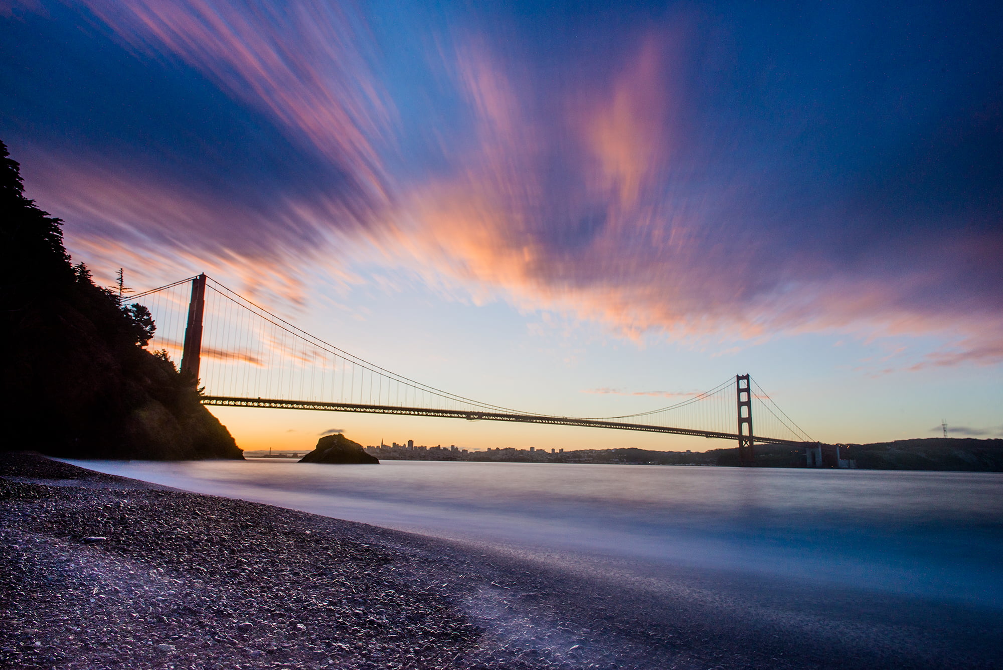photo, Lee, White, golden, sky, kirby, SF, famous Place, bridge - Man Made Structure, suspension Bridge, golden gate, sea, san Francisco County, dusk, 1080P, HD Wallpaper