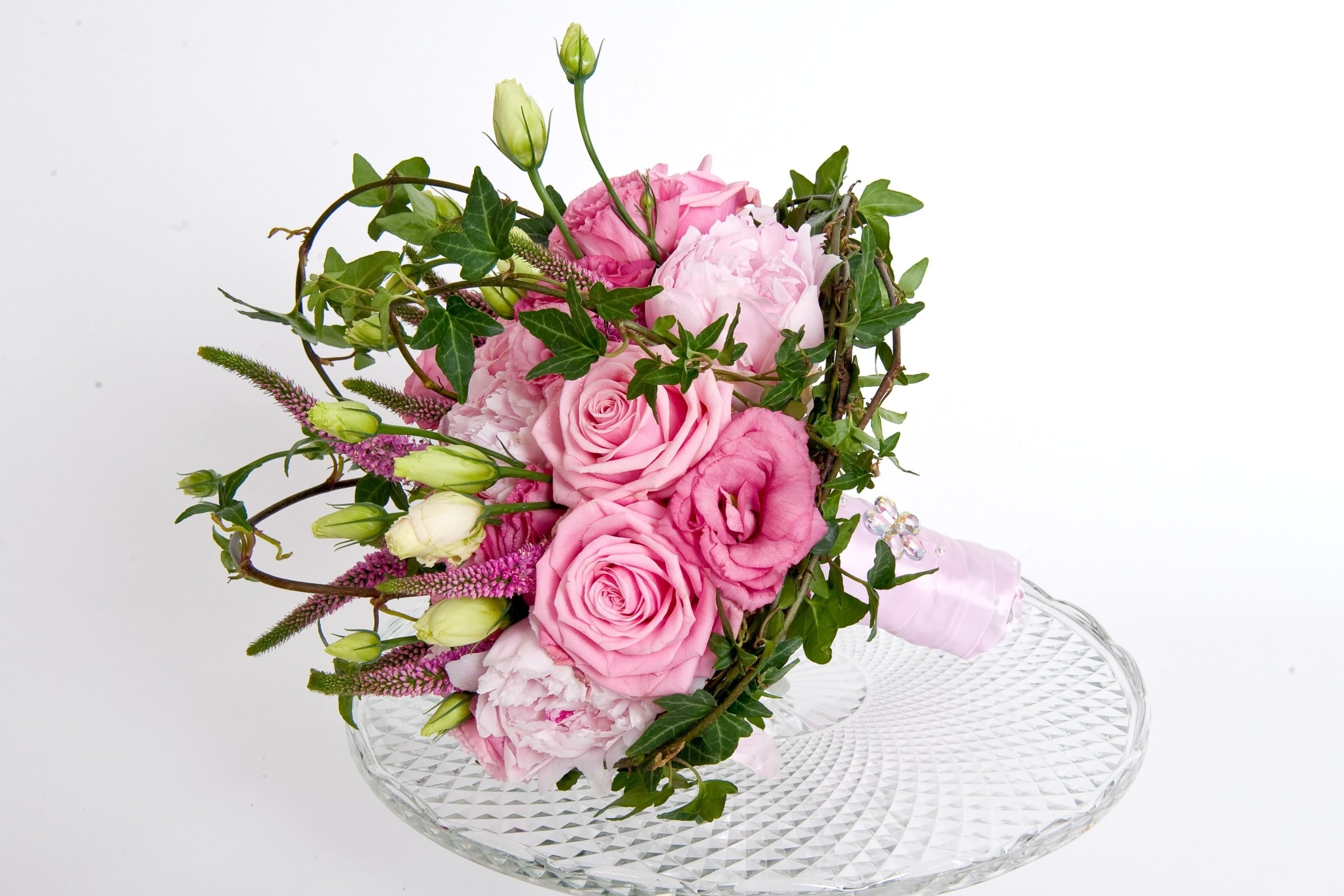 event, bouquet, birthday, flower, love, flower arrangement, 2K, pink Color, roses, inflorescence, pink, elegance, backgrounds, studio shot, anniversary, HD Wallpaper