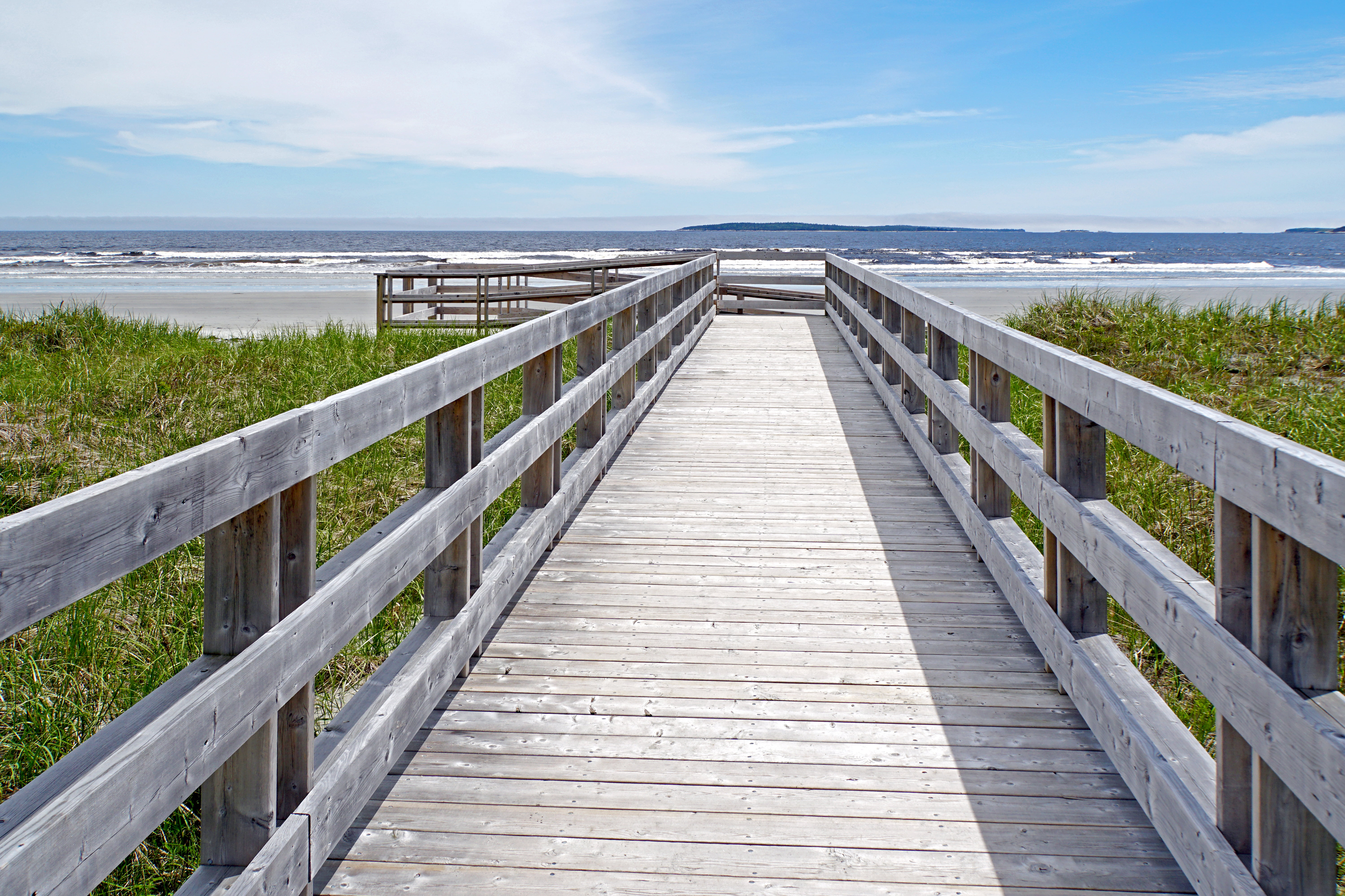 green, Provincial Park, outdoors, Sony  A6300, daytime, ILCE-6300, sea, dock, Lighthouse Route, wood - Material, Beach, Canada, 5K, Nova Scotia, green grass, HD Wallpaper