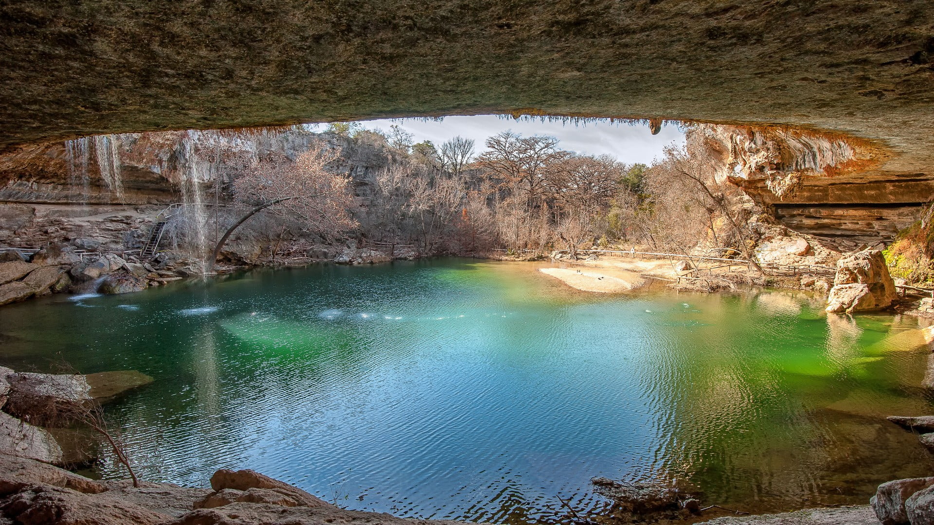 surround, tranquility, water, beauty in nature, physical geography, rock - object, formation, day, rock, 1080P, nature, turquoise colored, landscape, idyllic, HD Wallpaper