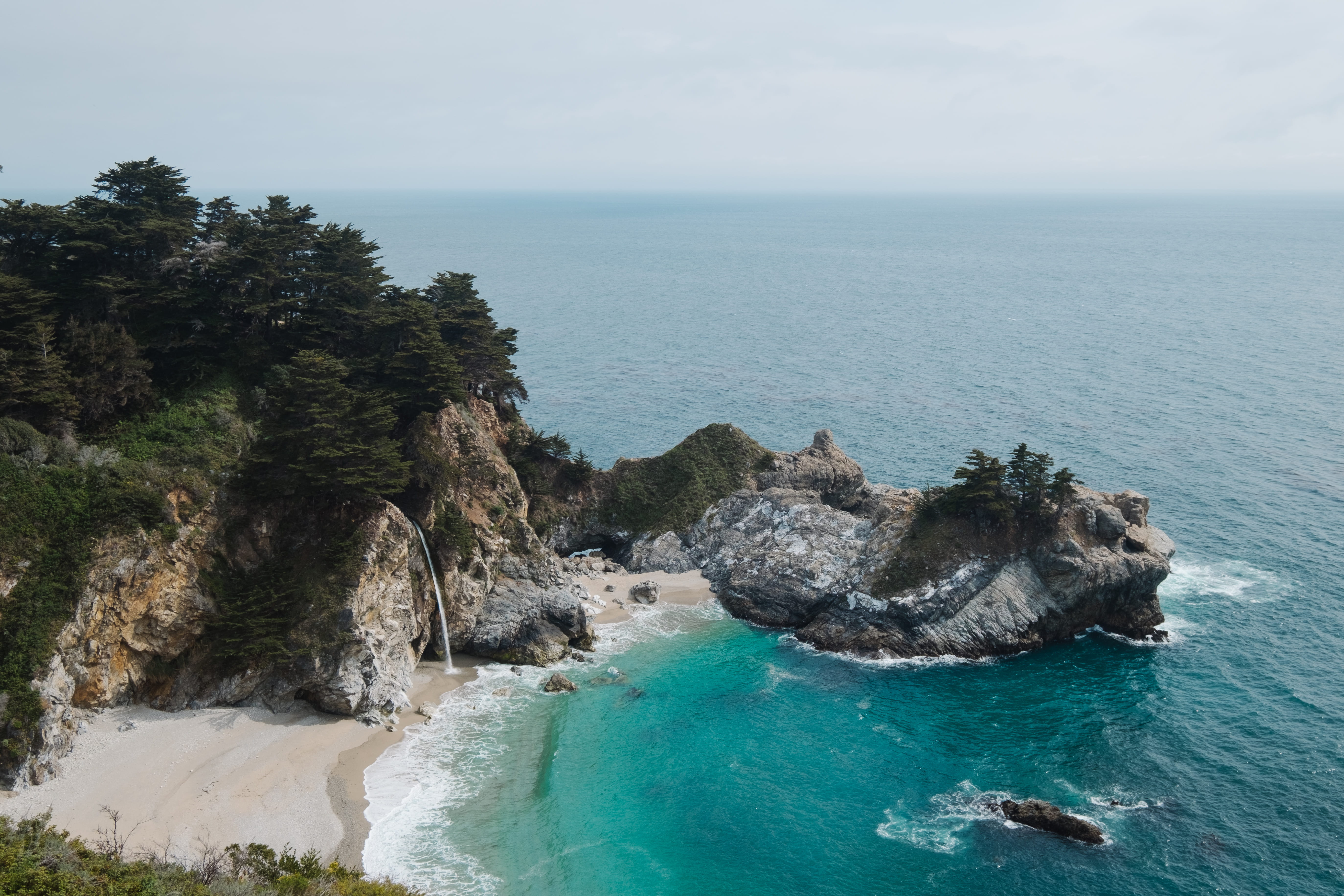 landscape, summer, shore, water, travel, tourism, sea, sand, coast, beach, tree, brown, mountain, bay Of Water, atlantic Ocean, cliff, californium, coastline, HD Wallpaper