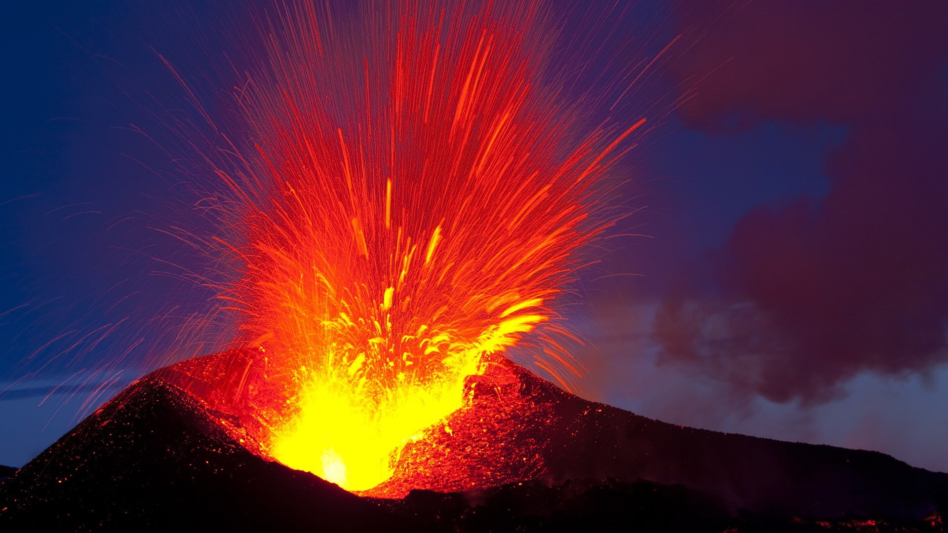 fuego, 1080P, volcan, naturaleza, lava, erupcion, HD Wallpaper