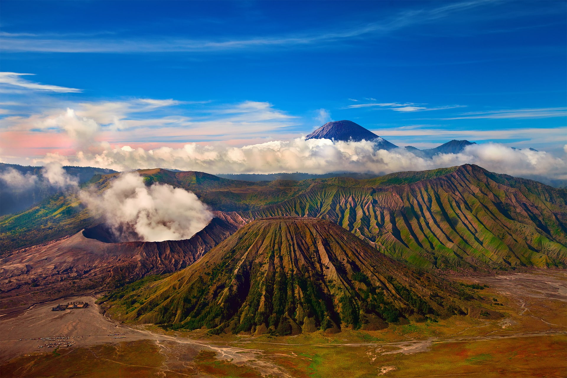 cloud - sky, non-urban scene, travel destinations, environment, outdoors, clouds, land, no people, landscape, sky, tranquility, volcanic landscape, Indonesia, HD Wallpaper