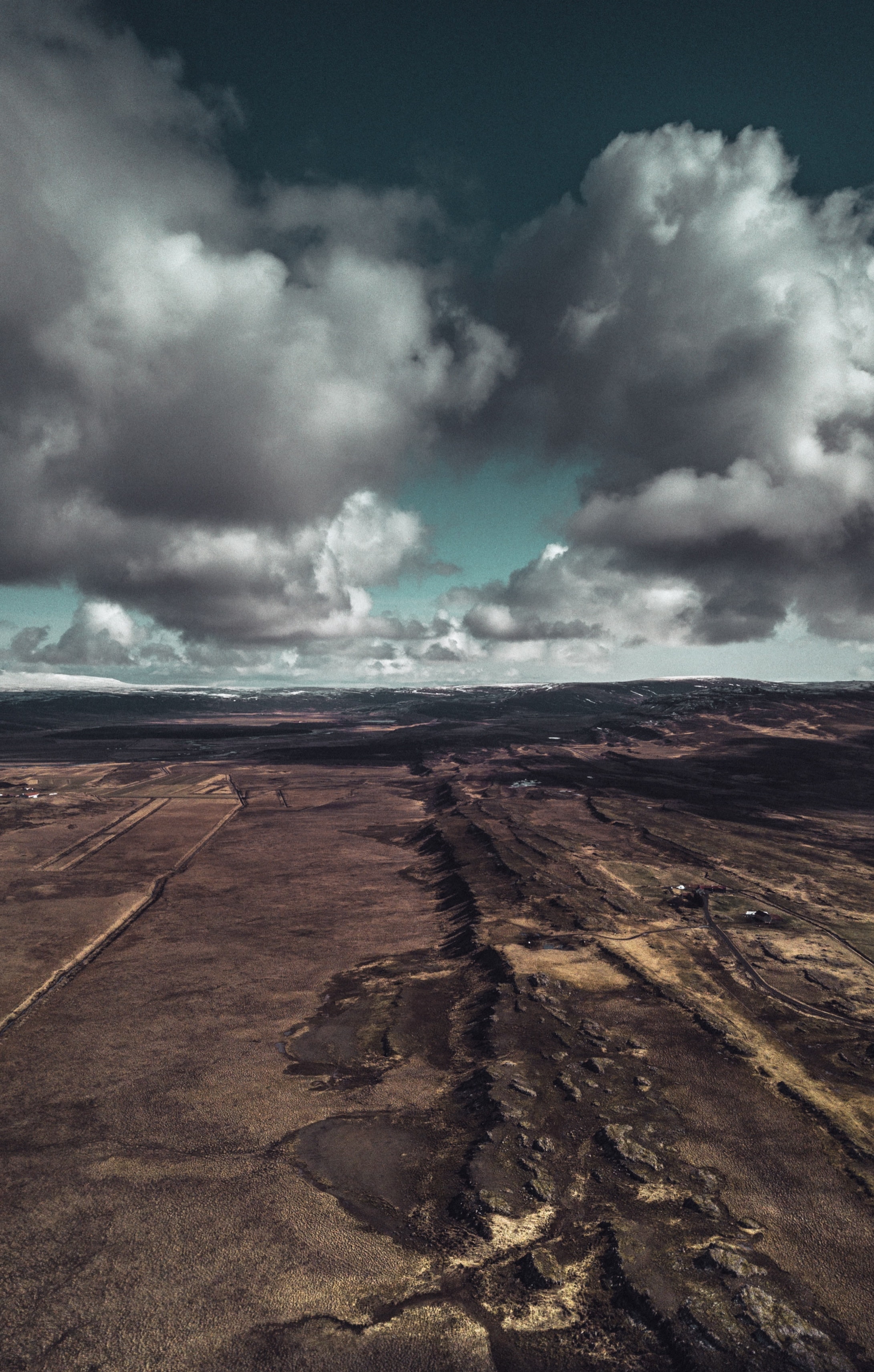clouds, prominency, landscape, relief, aerial view, 2K, Phone HD Wallpaper