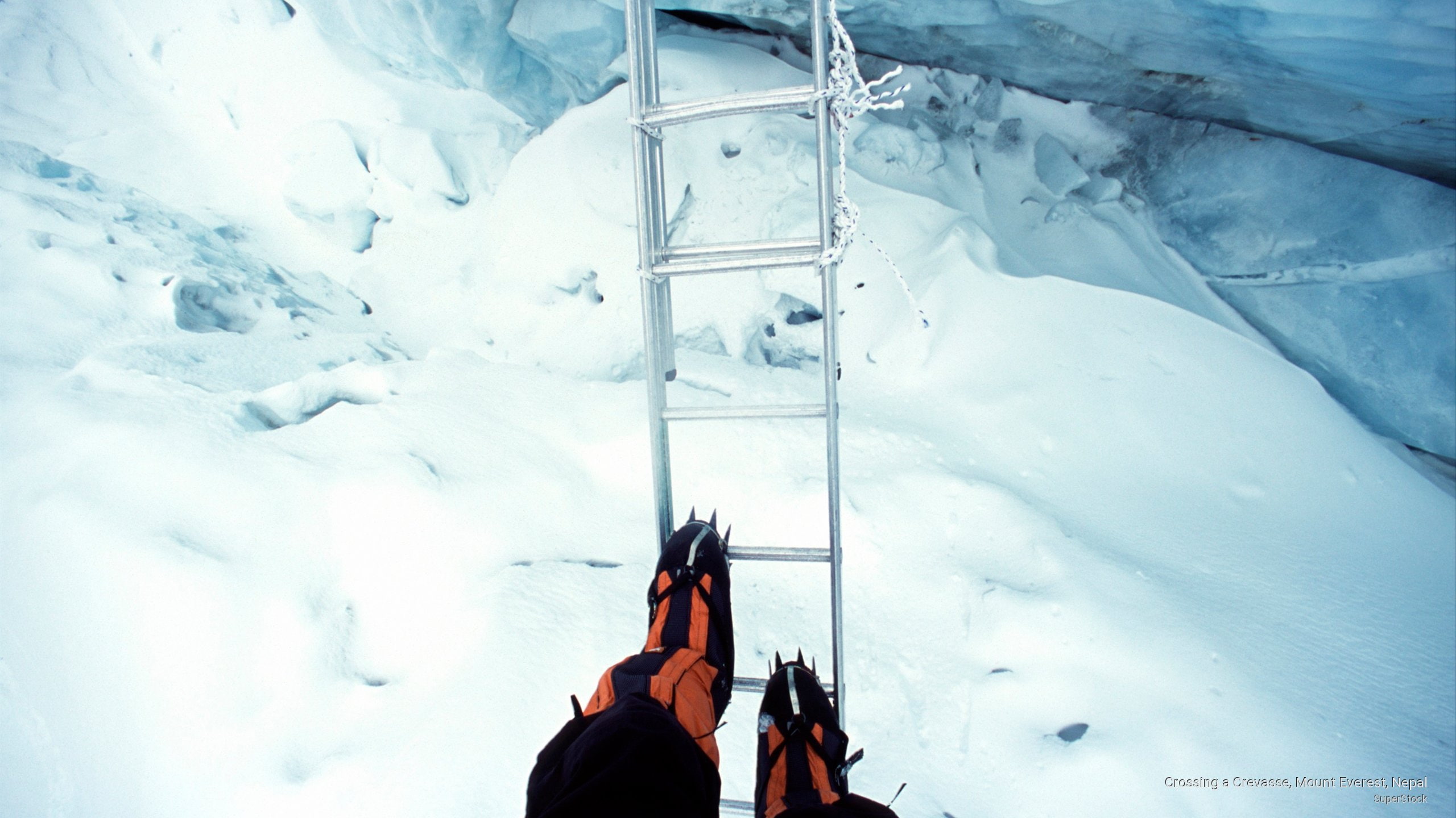 everest, crossing, Mountains, nepal, 2K, mount, crevasse, HD Wallpaper