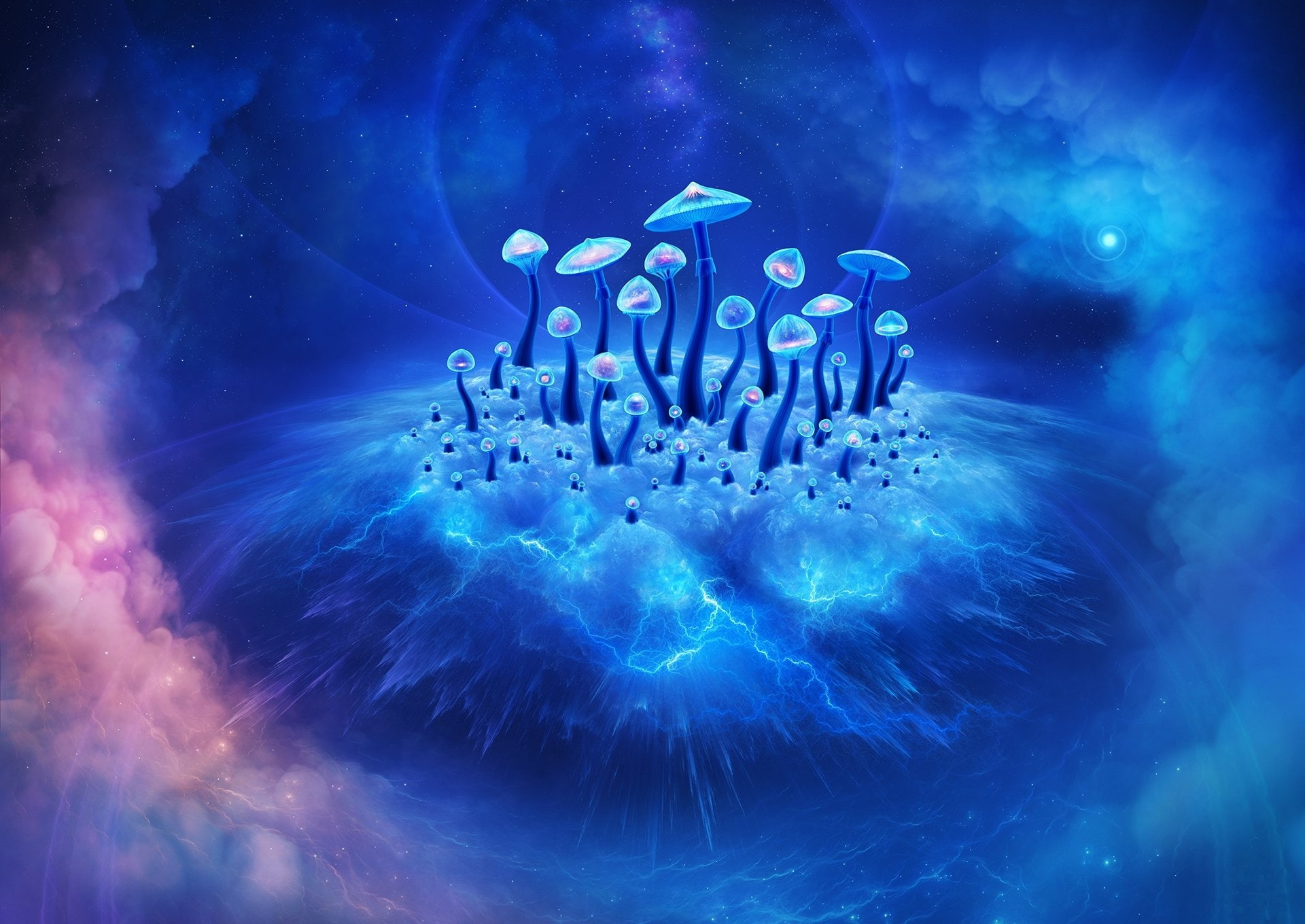 Mushroom, 1080P, Cloud, Artistic, Blue, Sky, HD Wallpaper
