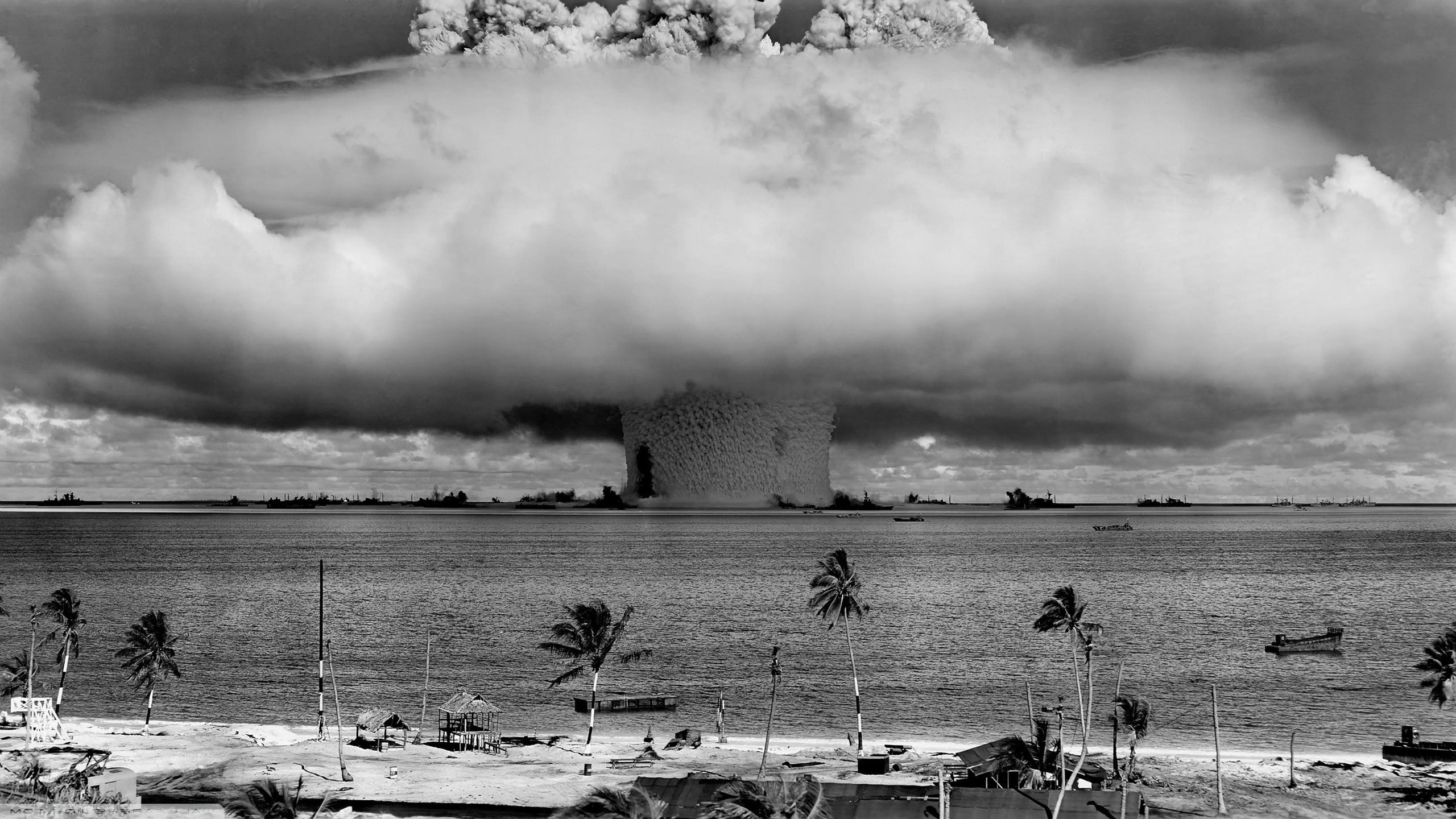 2K, smoke - physical structure, sign, warning sign, destruction, water, sea, aggression, ominous, day, sky, environment, architecture, communication, pollution, HD Wallpaper