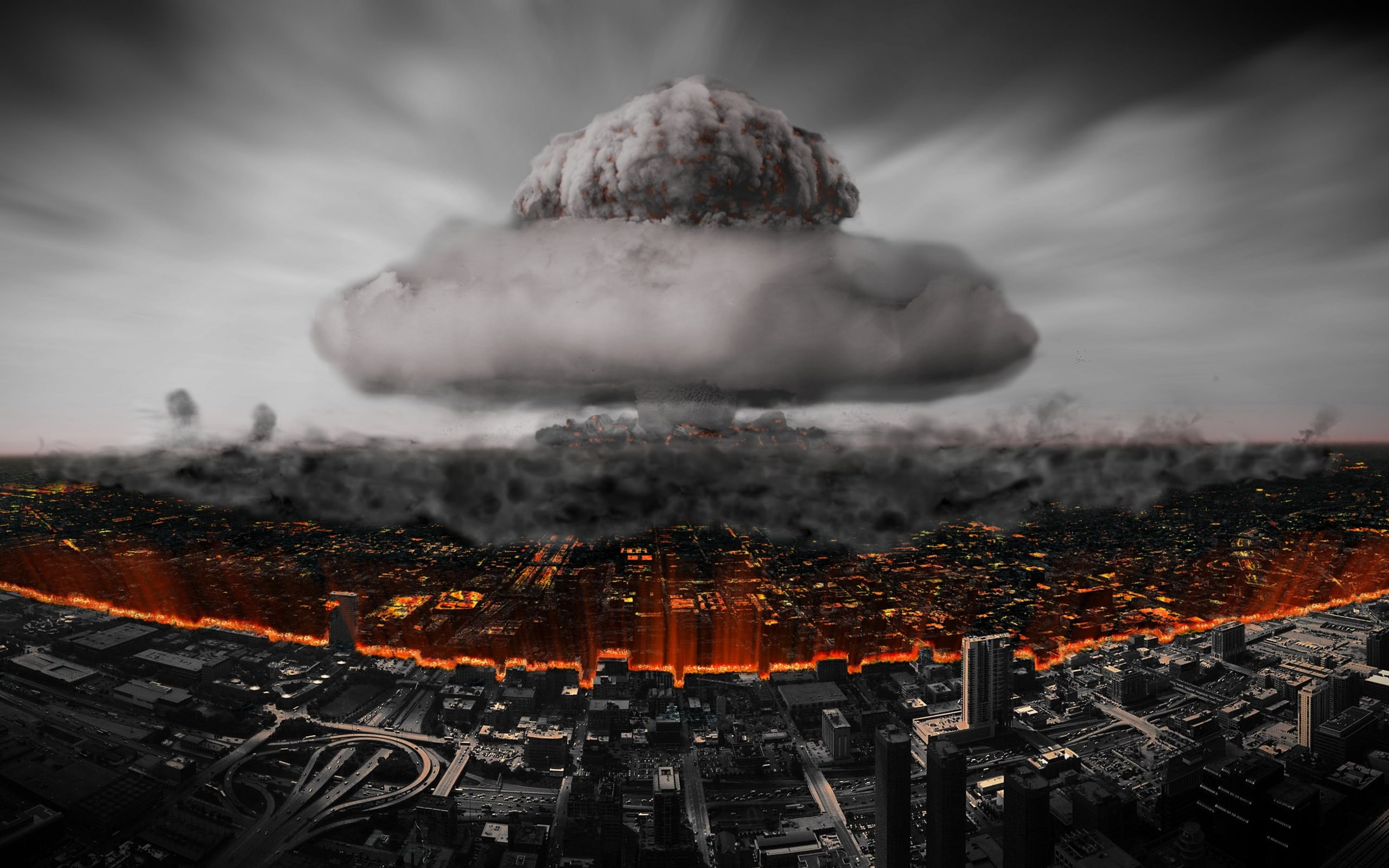 Mushroom Clouds, People, Nuclear, 2K, bombs, HD Wallpaper