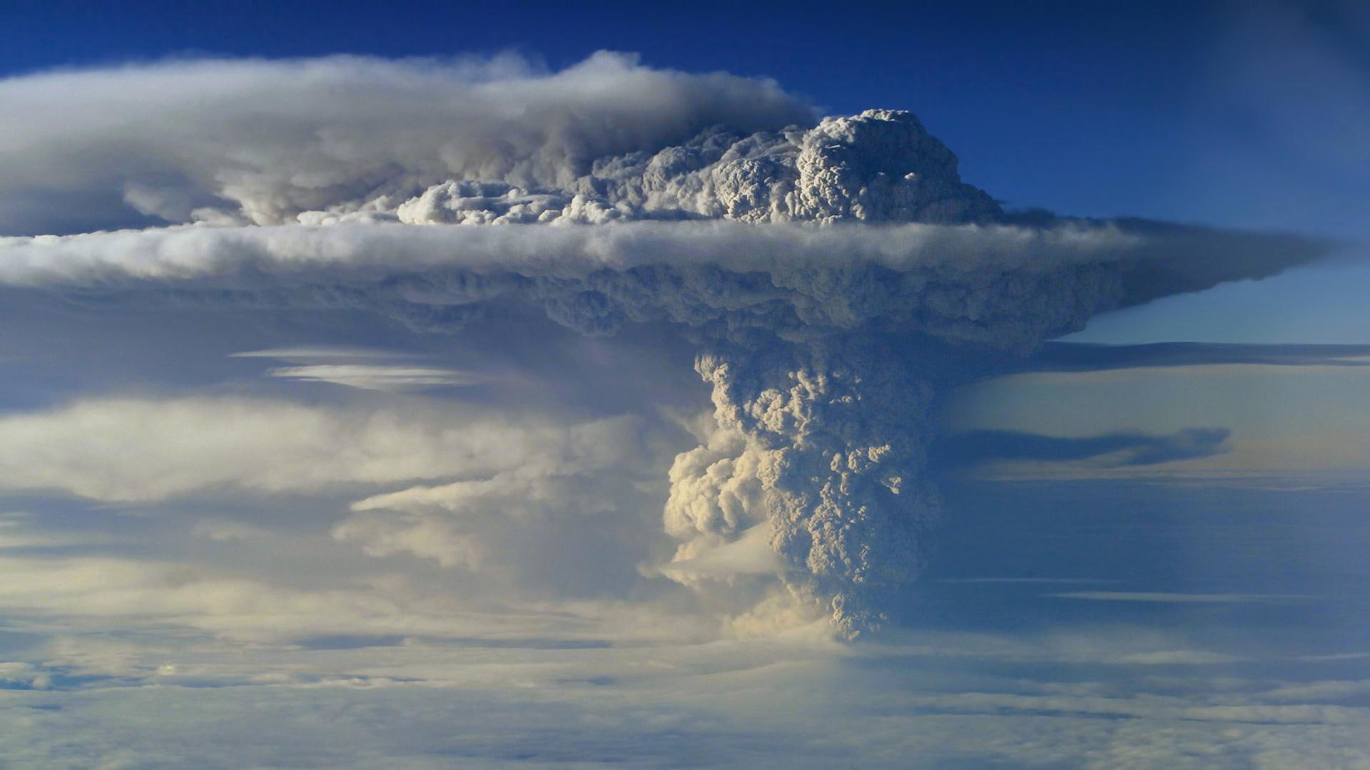 clouds, eruption, volcano, sand, 1080P, nature and landscapes, HD Wallpaper