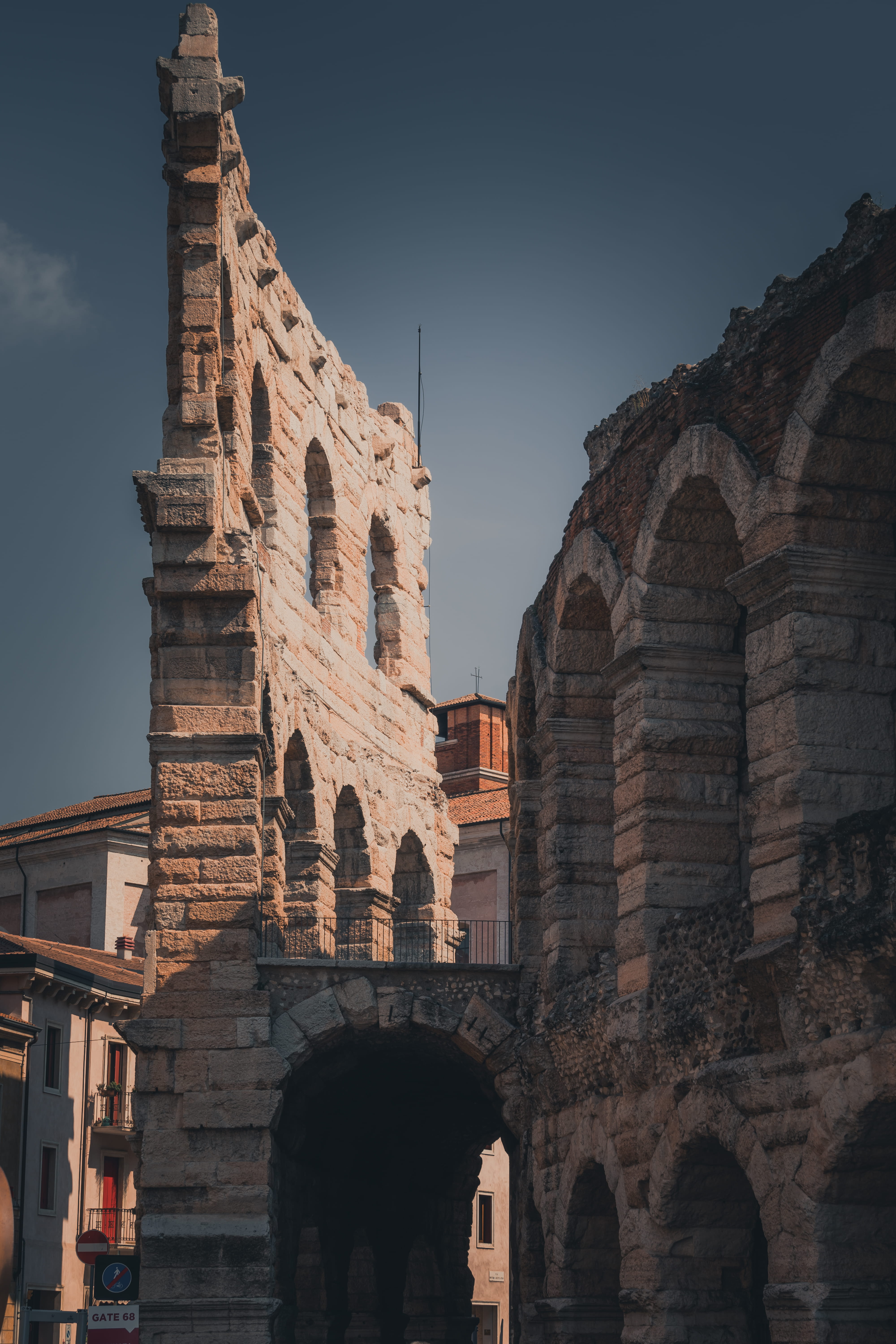 architecture, ruined, mansion, italy, palace, the past, blue, ruins, nature, bell tower, old ruin, low angle view, gray, amphitheater, clear, arch, travel destinations, Phone HD Wallpaper
