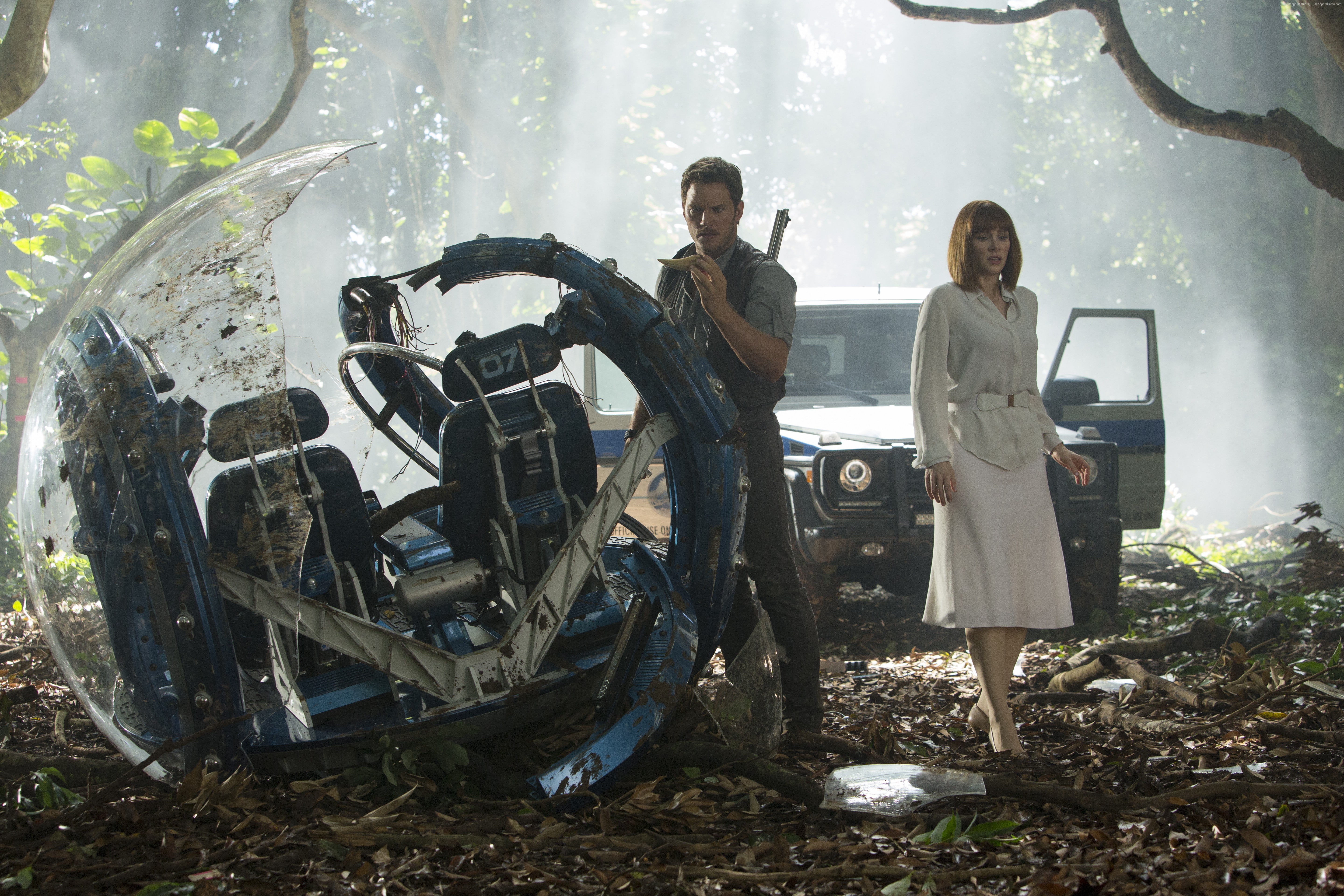 Owen, film, nature, young adult, movie, women, Chris Pratt, transportation, forest, standing, Best Movies of 2015, casual clothing, car, full length, young women, HD Wallpaper